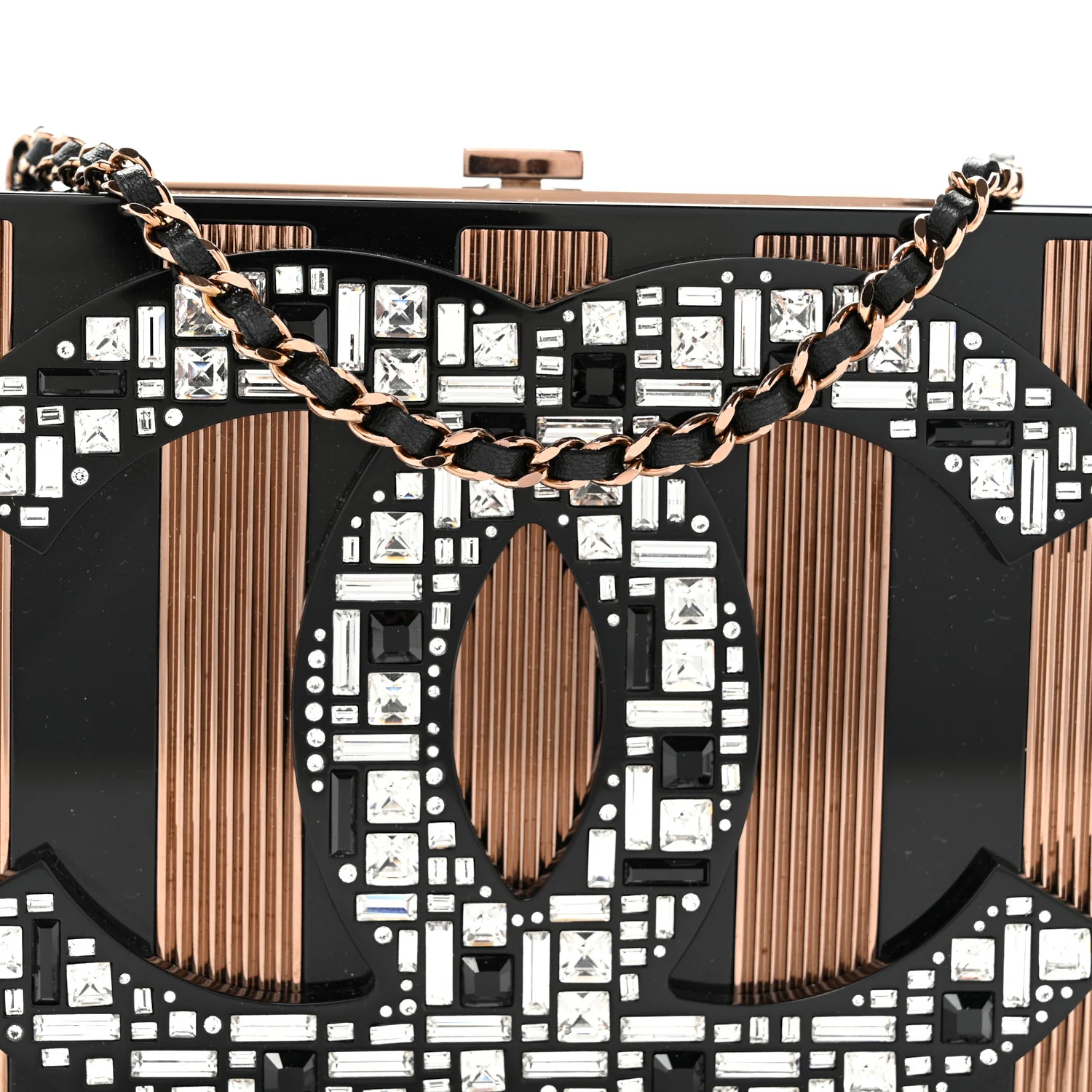 Plexiglass Crystal CC Minaudiere Clutch Black Copper - Top Club