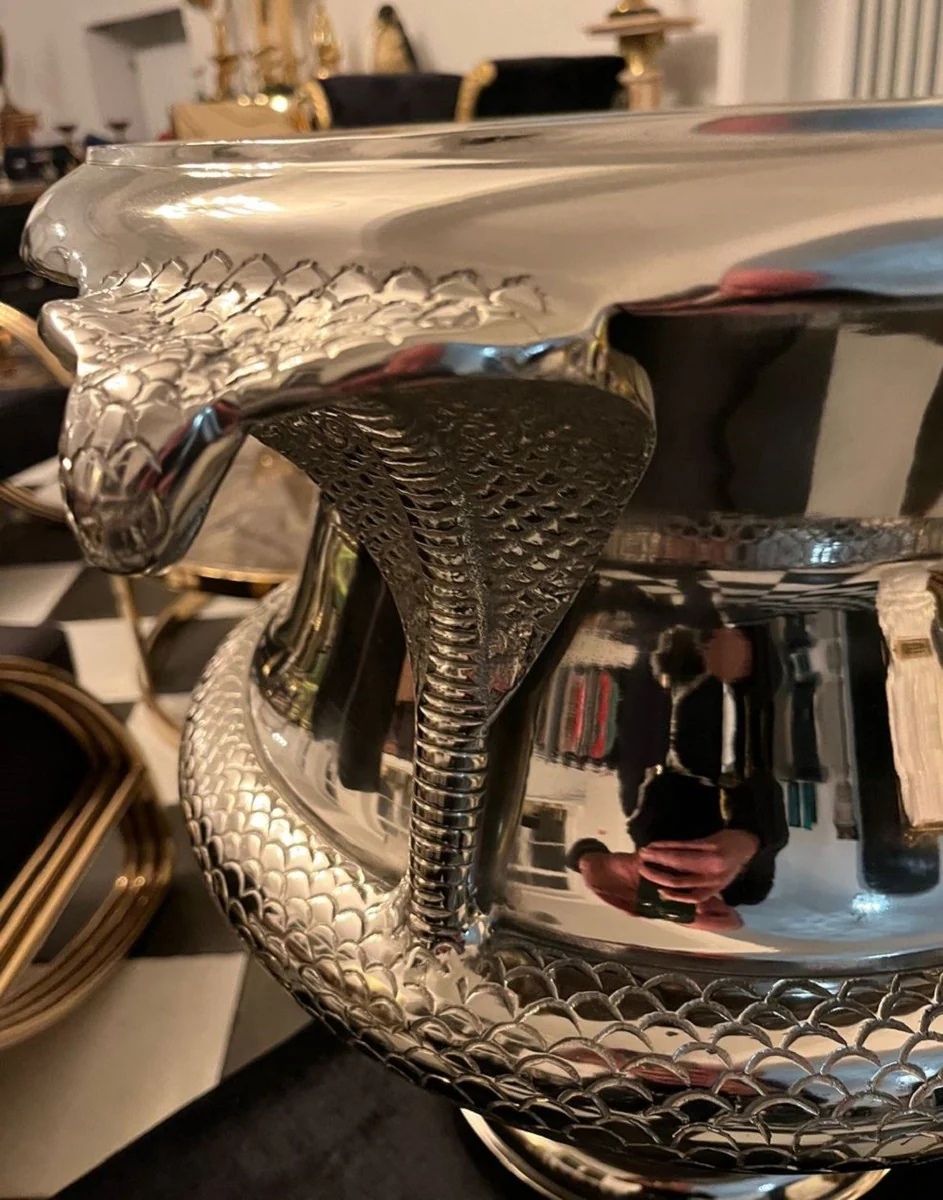 Luxury Vase Cobra Snakes Silver 59 x 47 x H. 45 cm - Magnificent Brass Flower Vase - Decorative Vase - Decorative Accessories - Luxury Accessories - Luxury Interior
