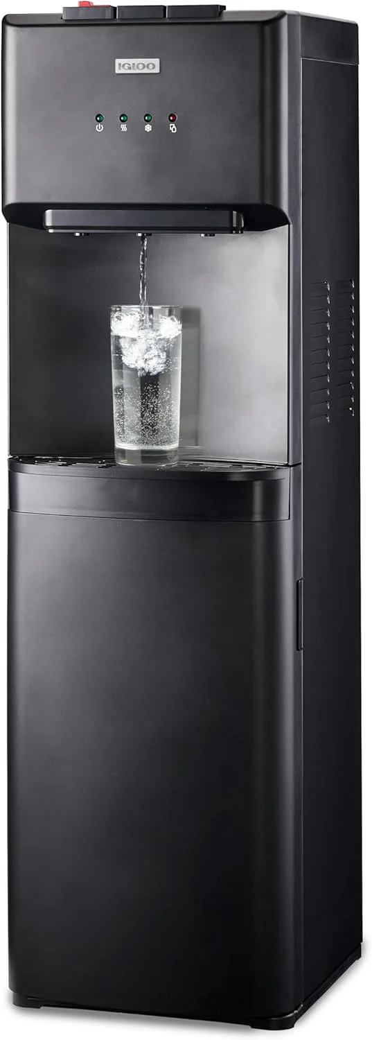 Igloo Top Loading Water Cooler Hot Cold Dispenser Black Stainless Steel