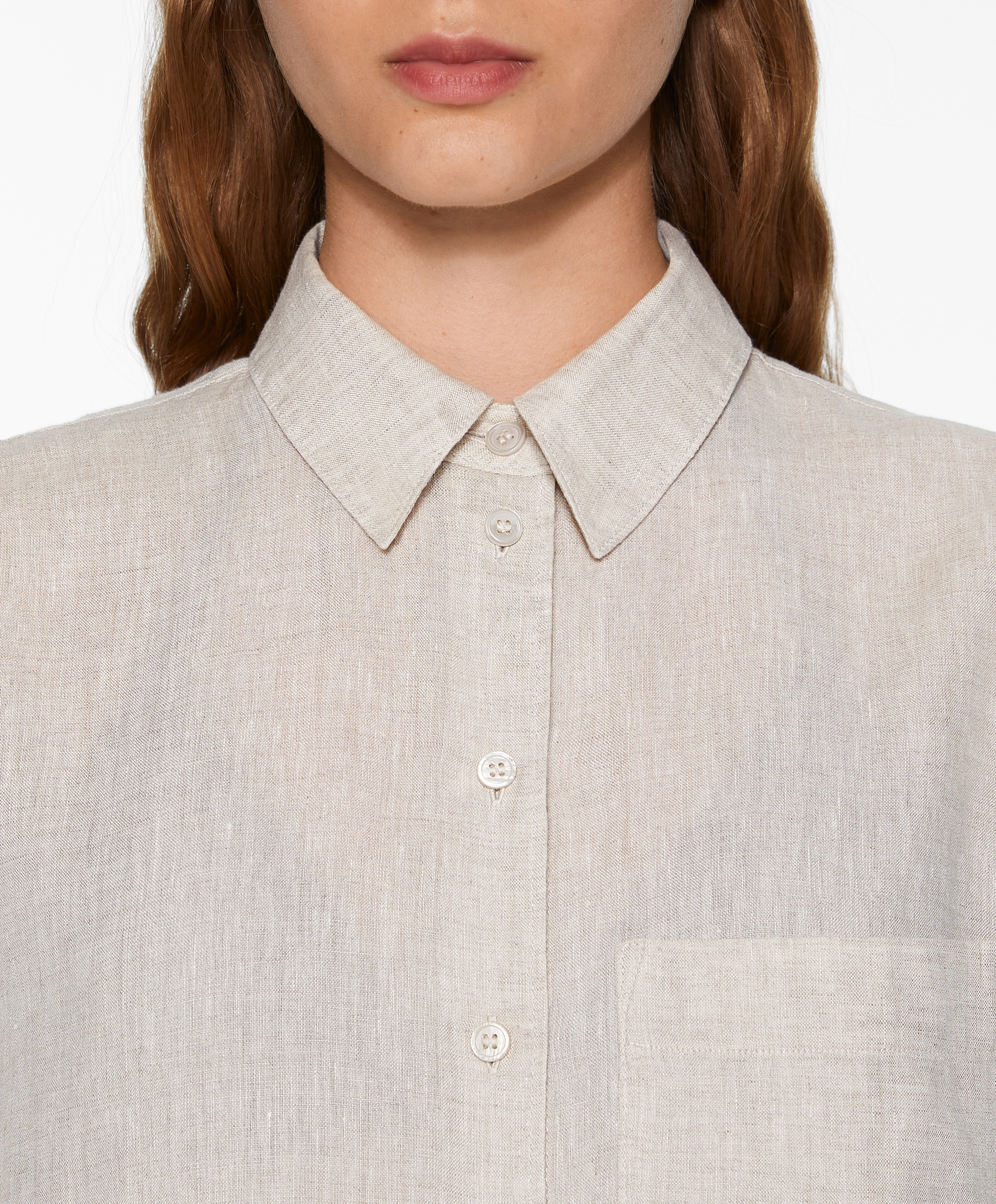 OYSHO Oversize long-sleeved 100% linen shirt