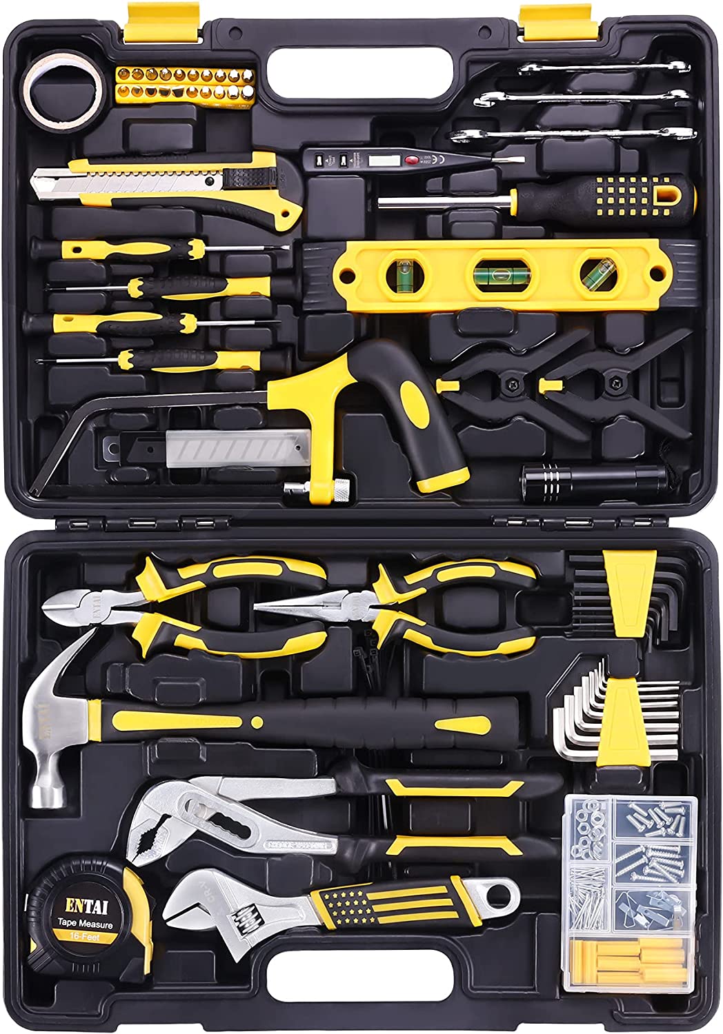 218 Piece Home Tool Kit, General Household Hand Tool Set with Solid Carrying Tool Box, Home Repair Basic Tool Kit Sets for Home Maintenance