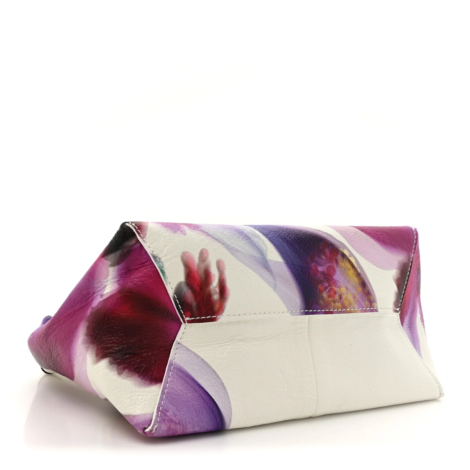 Crinkled Calfskin Future Floral Mini The Sack Bag White Multicolor - Top Club