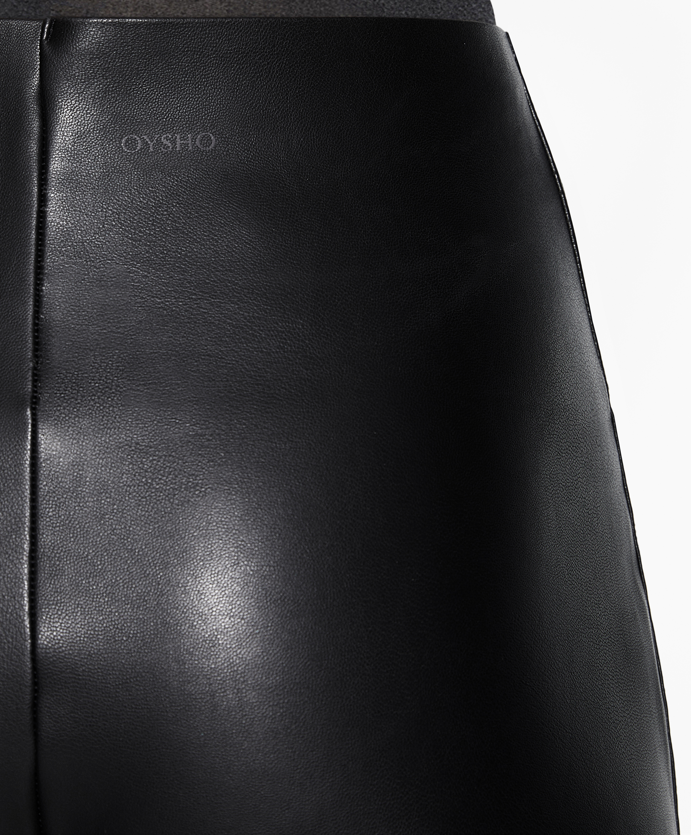 OYSHO Straight fit faux leather trousers