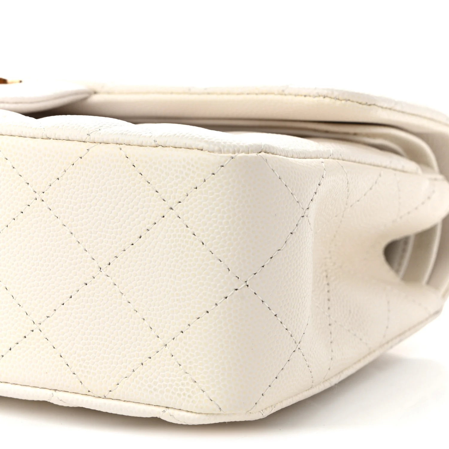 Caviar Quilted Small Double Flap White - Top Club