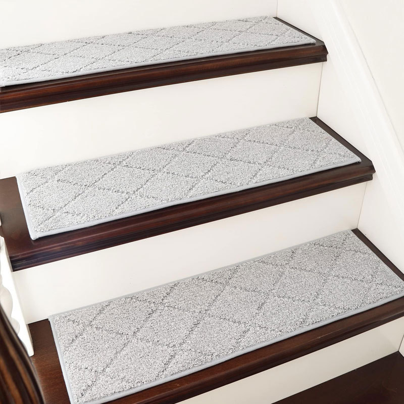 Nordic Style Stair Step Mats Solid Wood Floor Carpet Non-slip Self-adhesive Foot Mat Custom Deco Carpet Stair Mat for Walking（10 pcs）