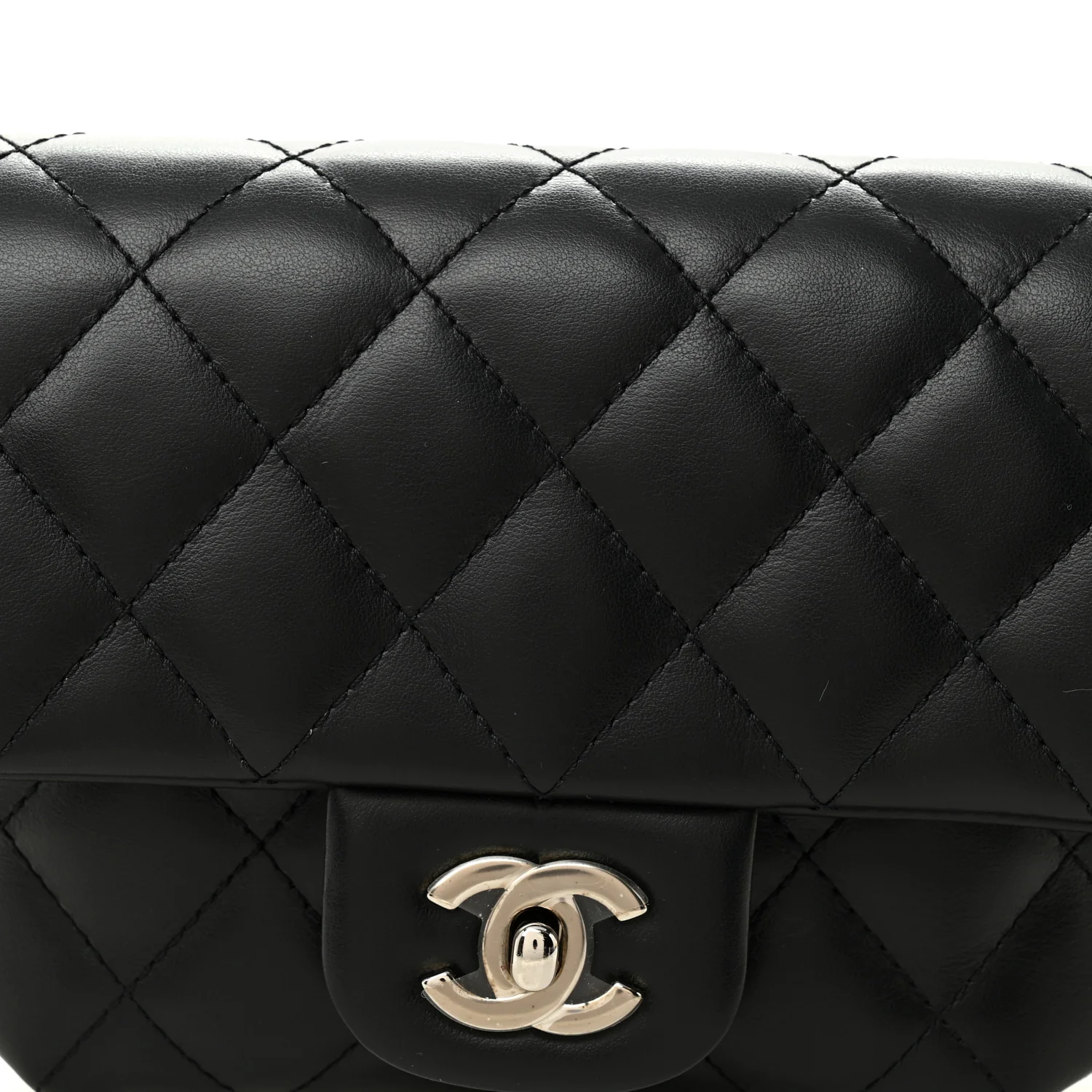 Calfskin Quilted CC Uniform Flap Belt Bag Black - Top Club