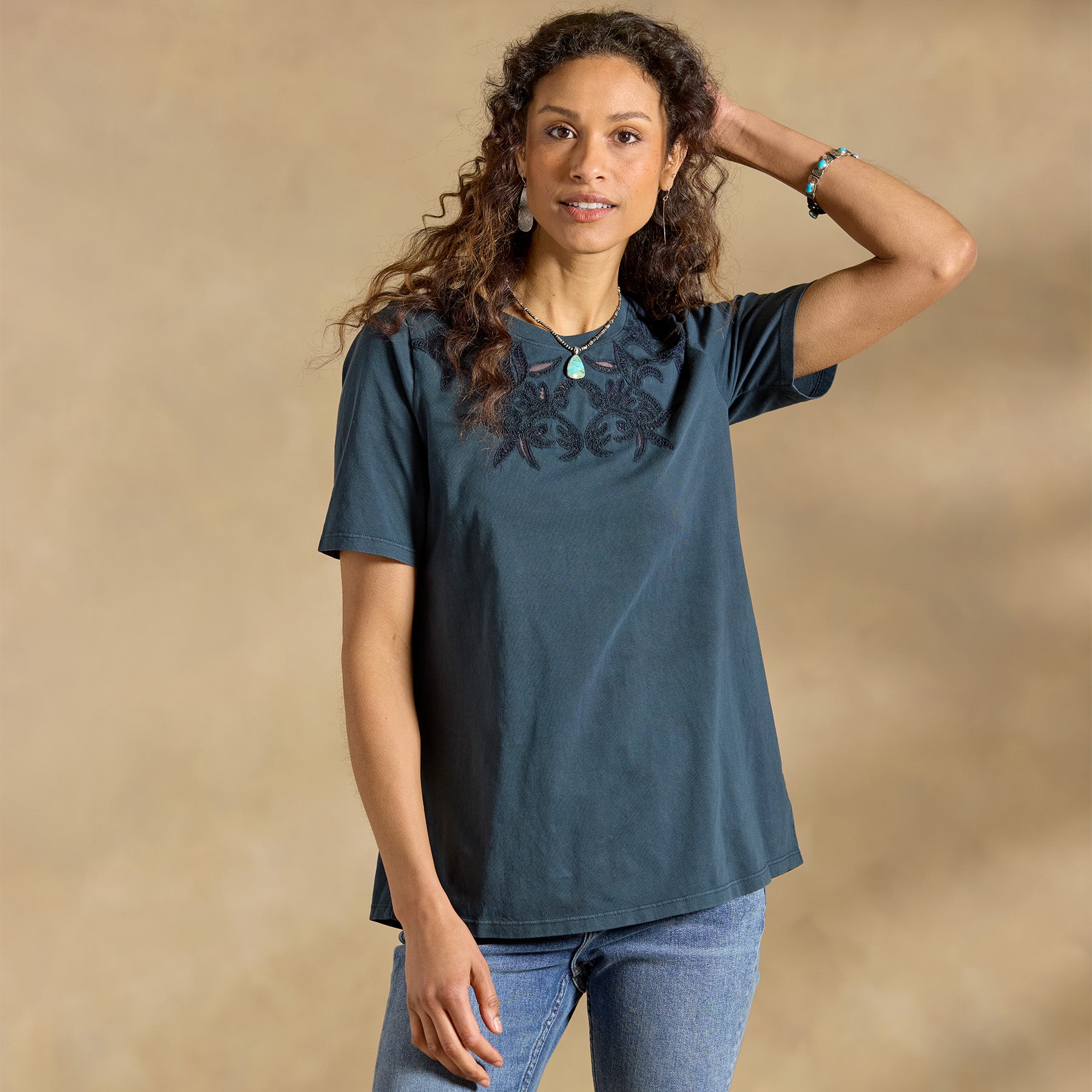 Toluca Lace Tee, Petite - Sundance Living