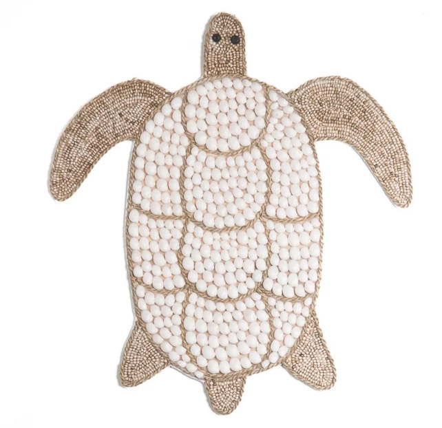 Wandornament Schildpad witte schelpen/kraaltjes Medium 50cm