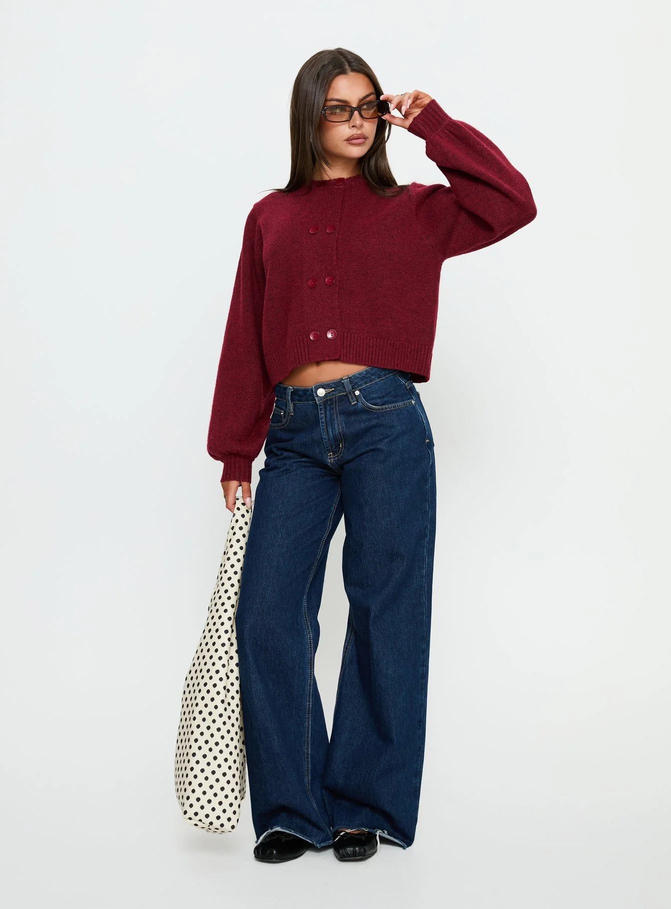 Kammi Button Up Cardigan Red