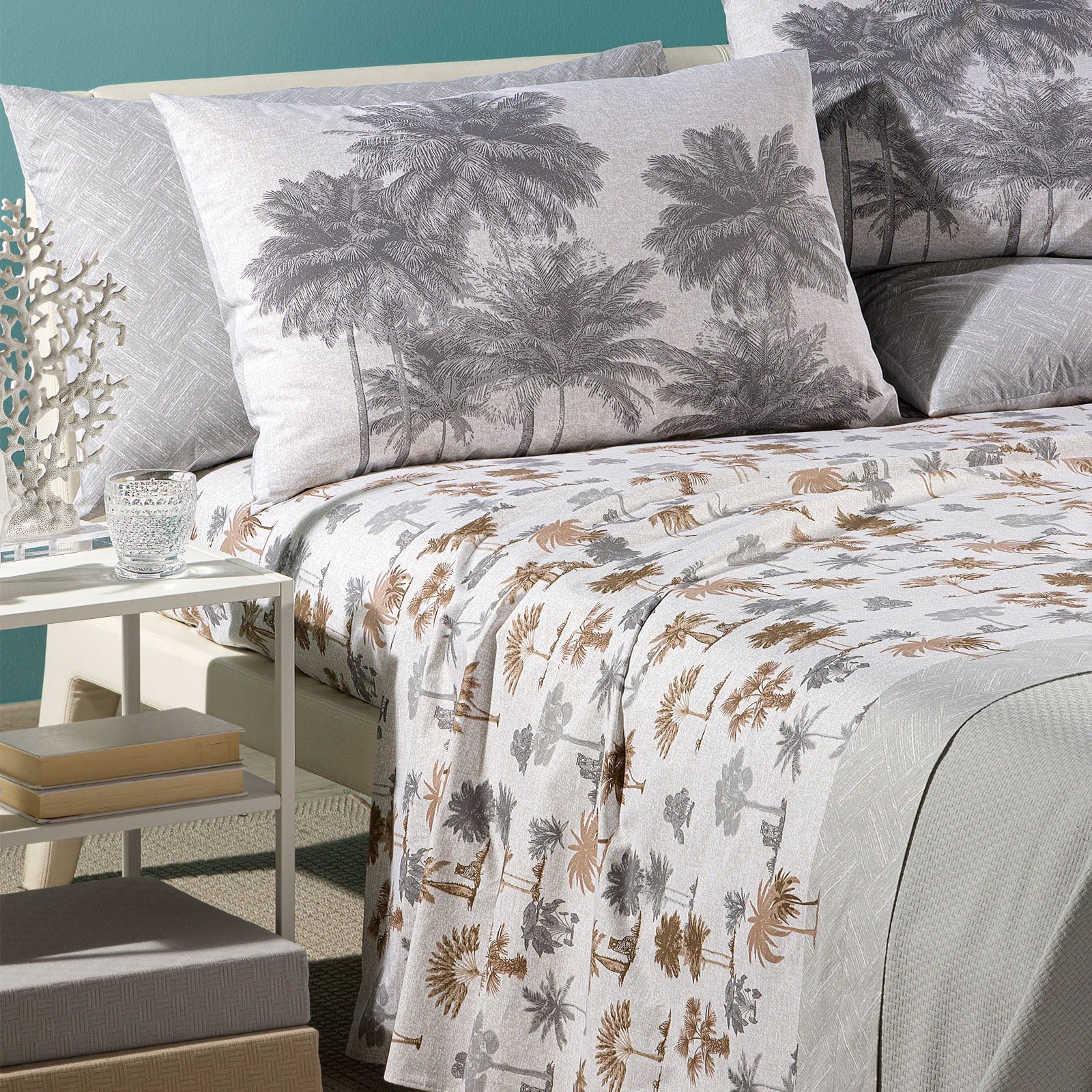 Complete Bali Cotton sheets single gray caleffi