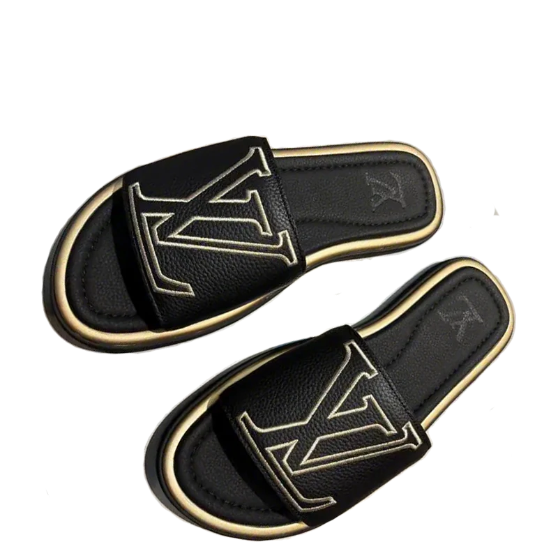 Louis Vuitton Men's LV Logo Slide Sandals For Sophisticated Casual Style - Sneaker Replica Workshop