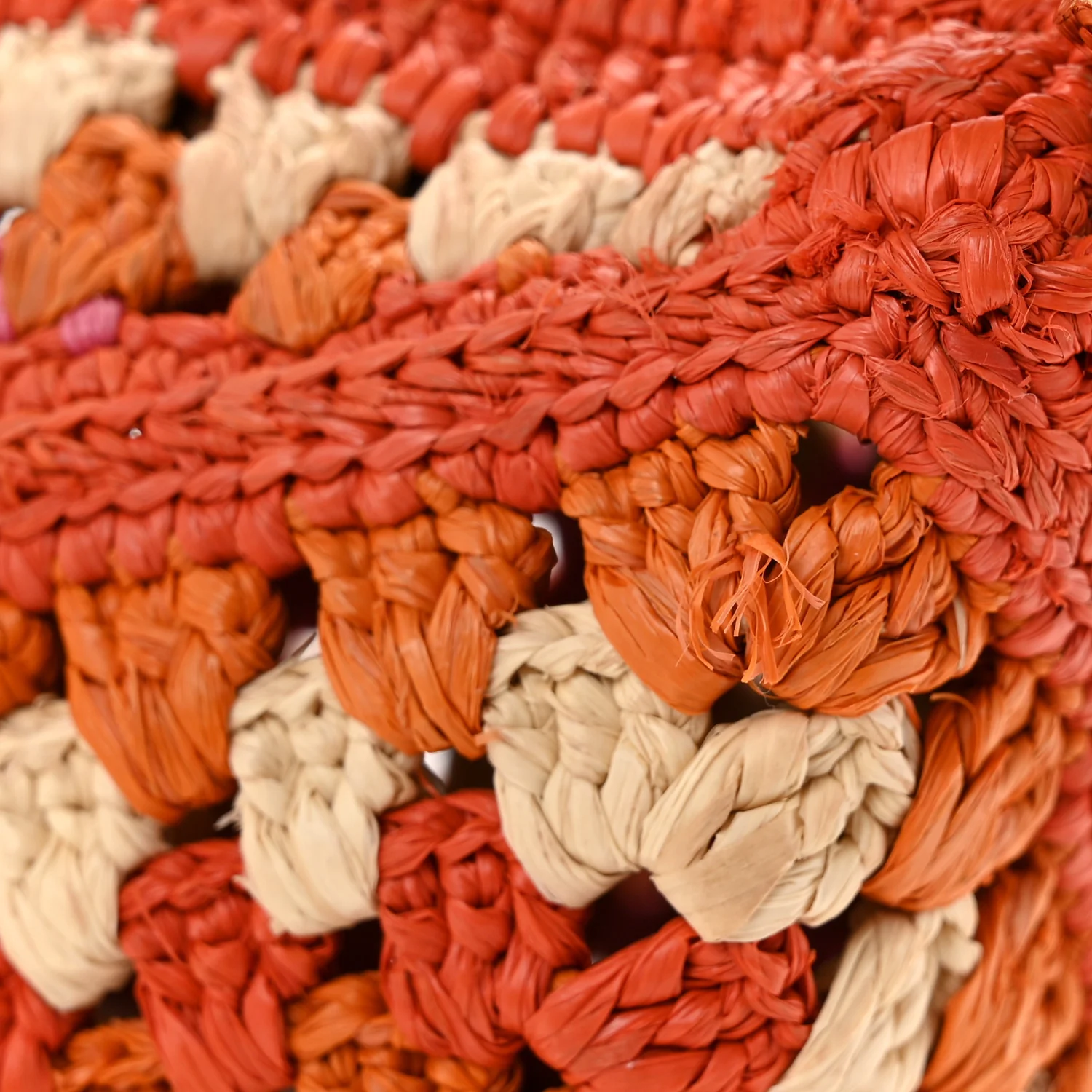 Raffia Crochet Paula's Ibiza Mini Puzzle Edge Bag Bright Orange Pink - Top Club