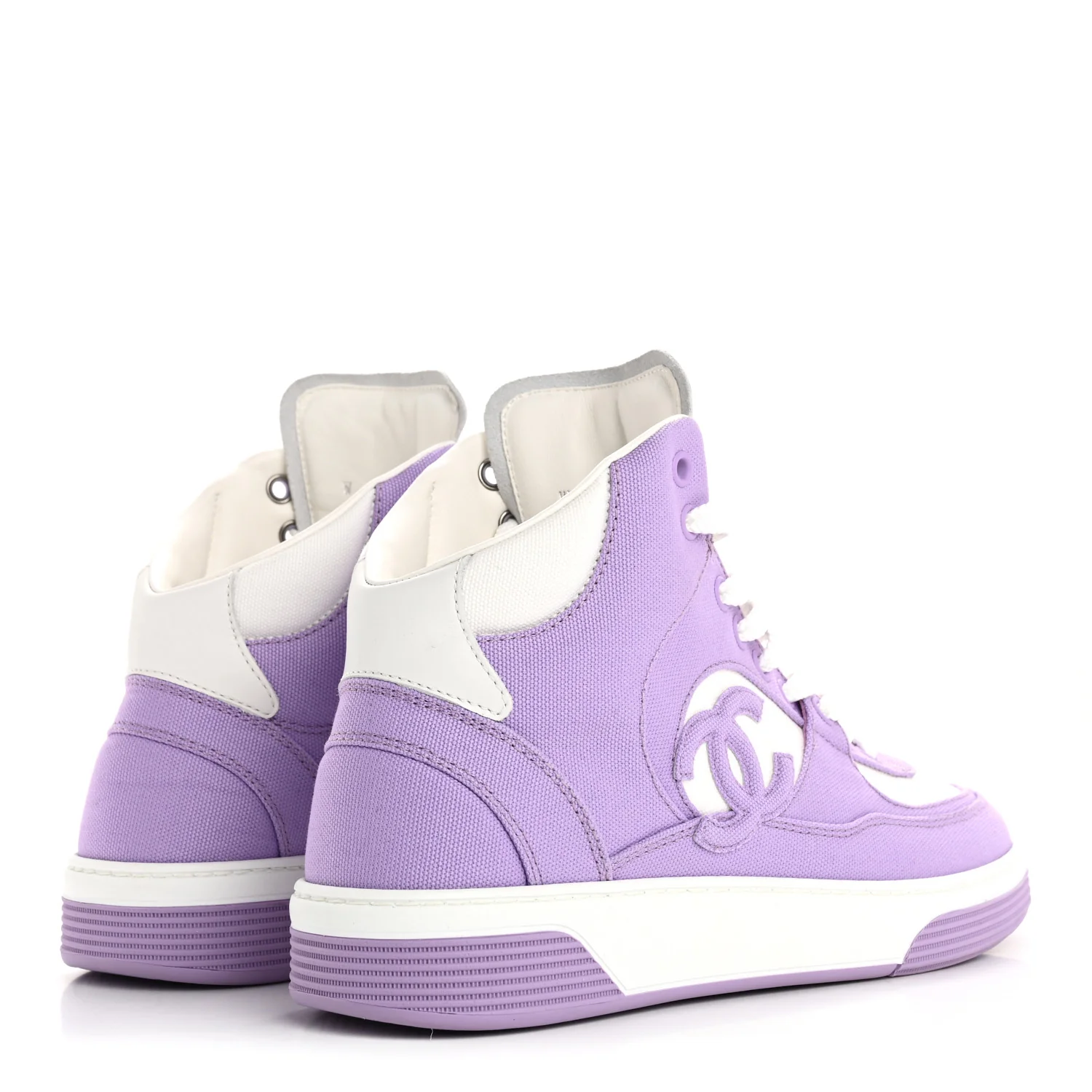 Cotton High Top Sneakers 38 Purple White - Top Club