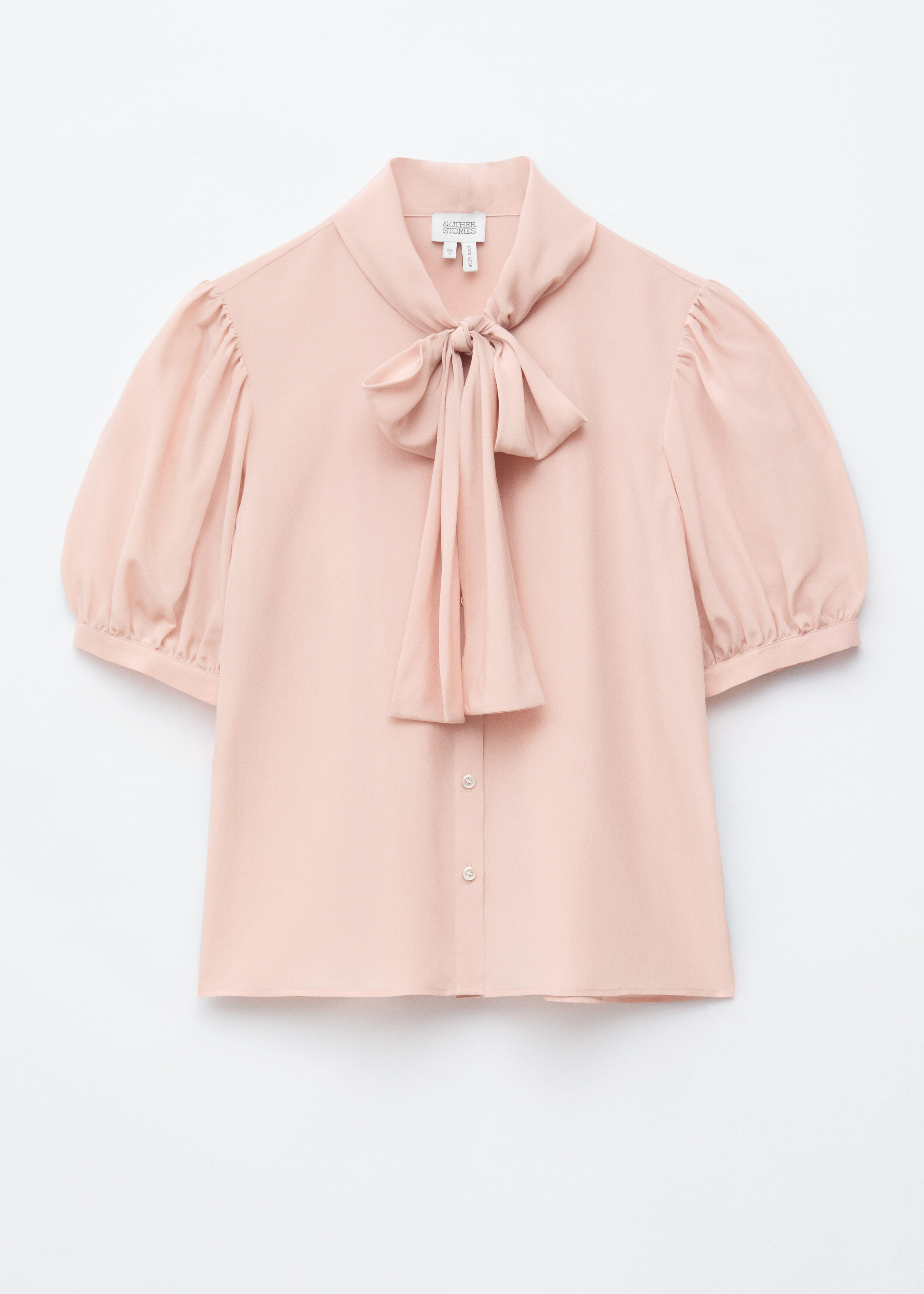 & Other Stories PRINTED TIE-NECK SILK BLOUSE