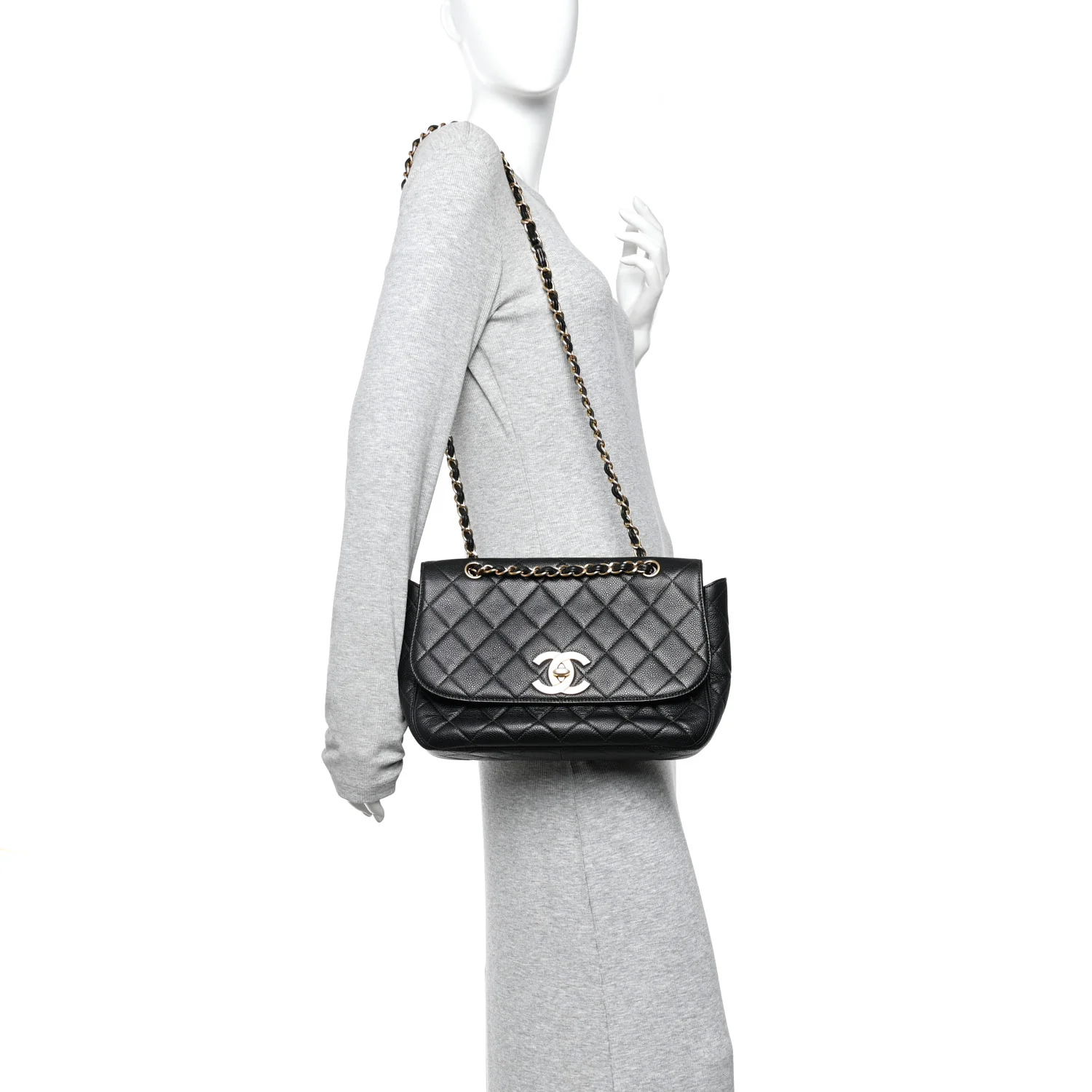 Caviar Quilted Jumbo Single Flap Black