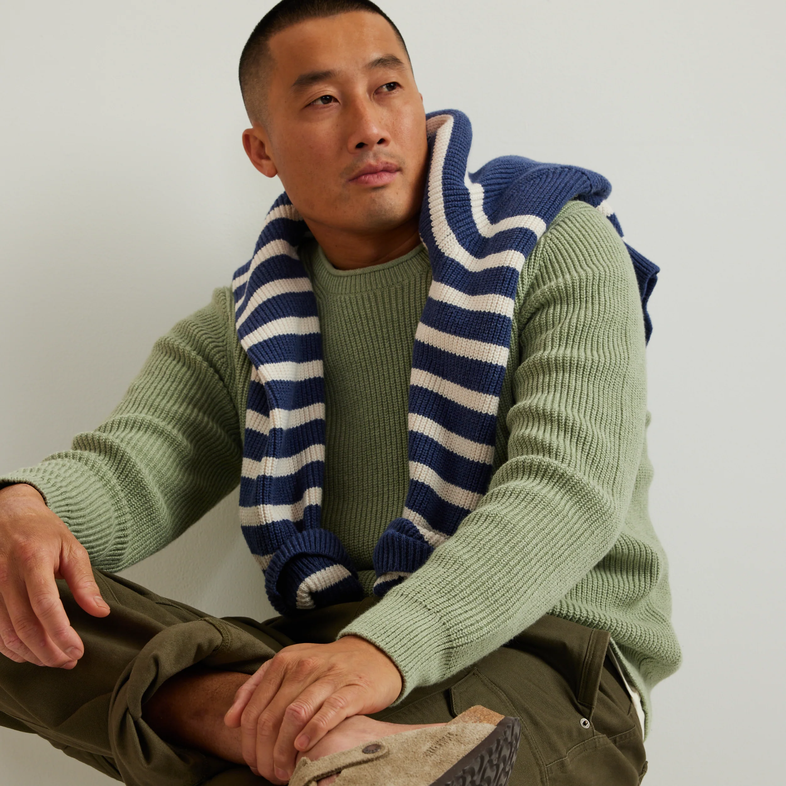 Men's Signature Roll Neck Sweater - Stripe - MoB Apparel