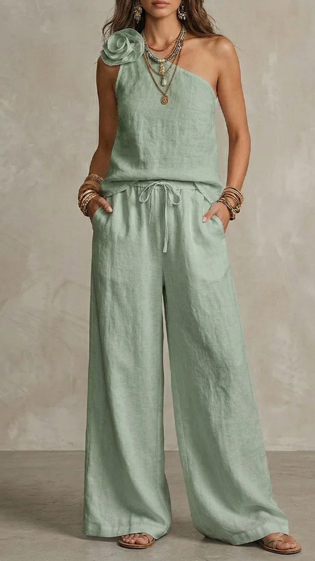 Women's Two-Piece Set: One-Shoulder Strap Top & T-Shirt - Nordfashionstorm - Women's Clothing, Fashion for You - Nordfashionstorm.com