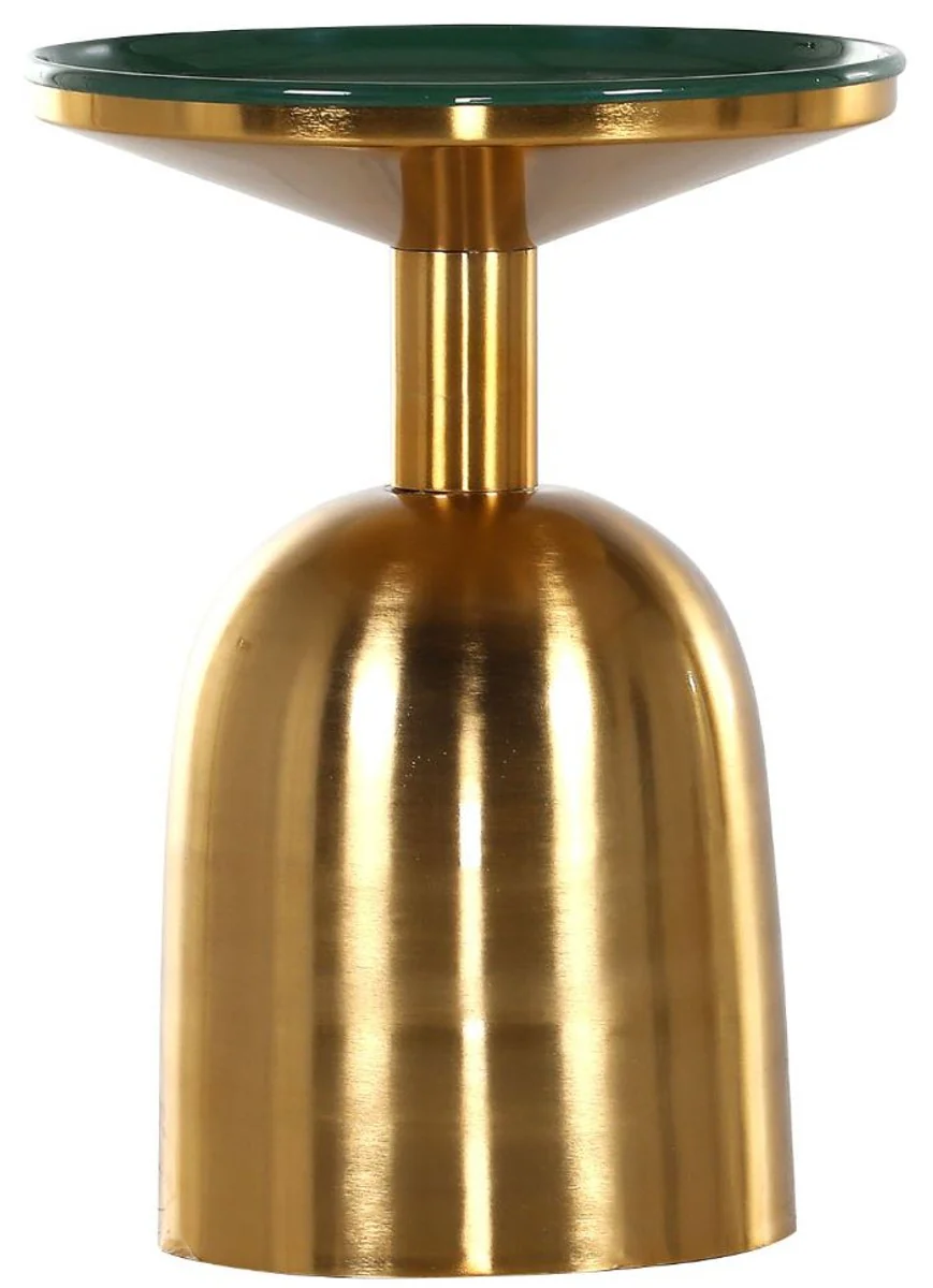 Luxury side table green / gold Ø 38 x H. 52 cm - Round enamelled and galvanized metal table - Living room furniture