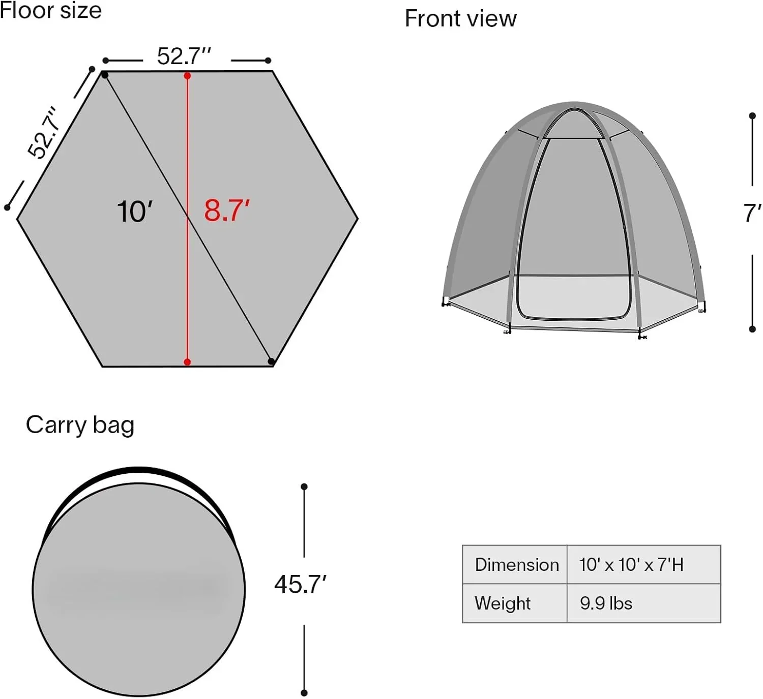 Screen gazebo sleeps 6-10-15 people Igloo-style canopy tent mosquito net on the sides Perfect