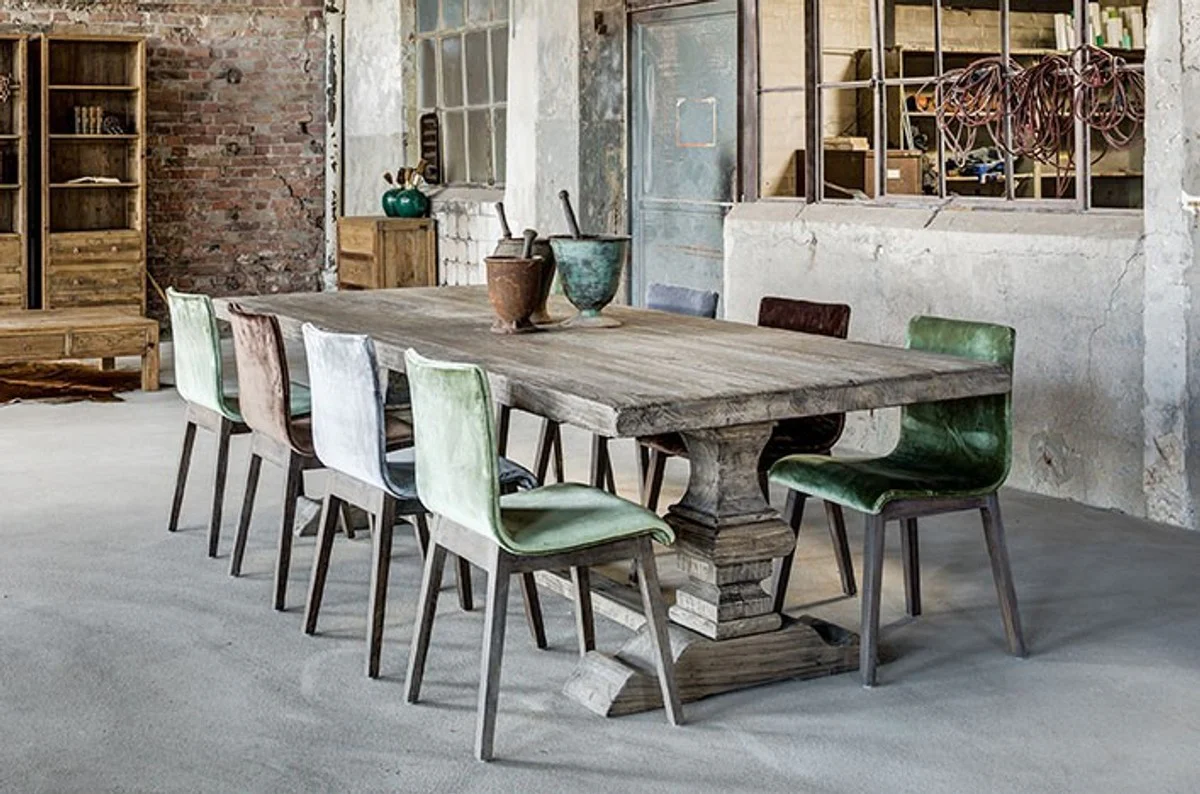 Country house style dining table vintage gray 180 cm - Rustic solid wood kitchen table