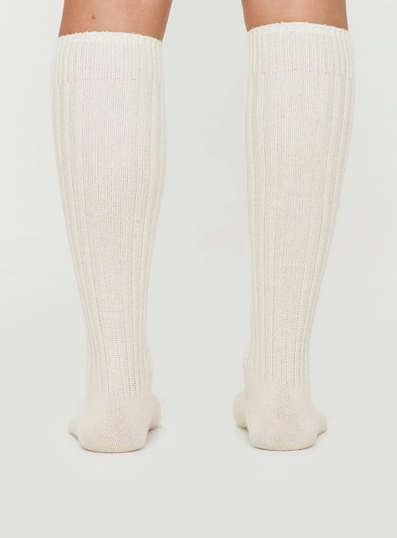 Boderline Knee High Socks White