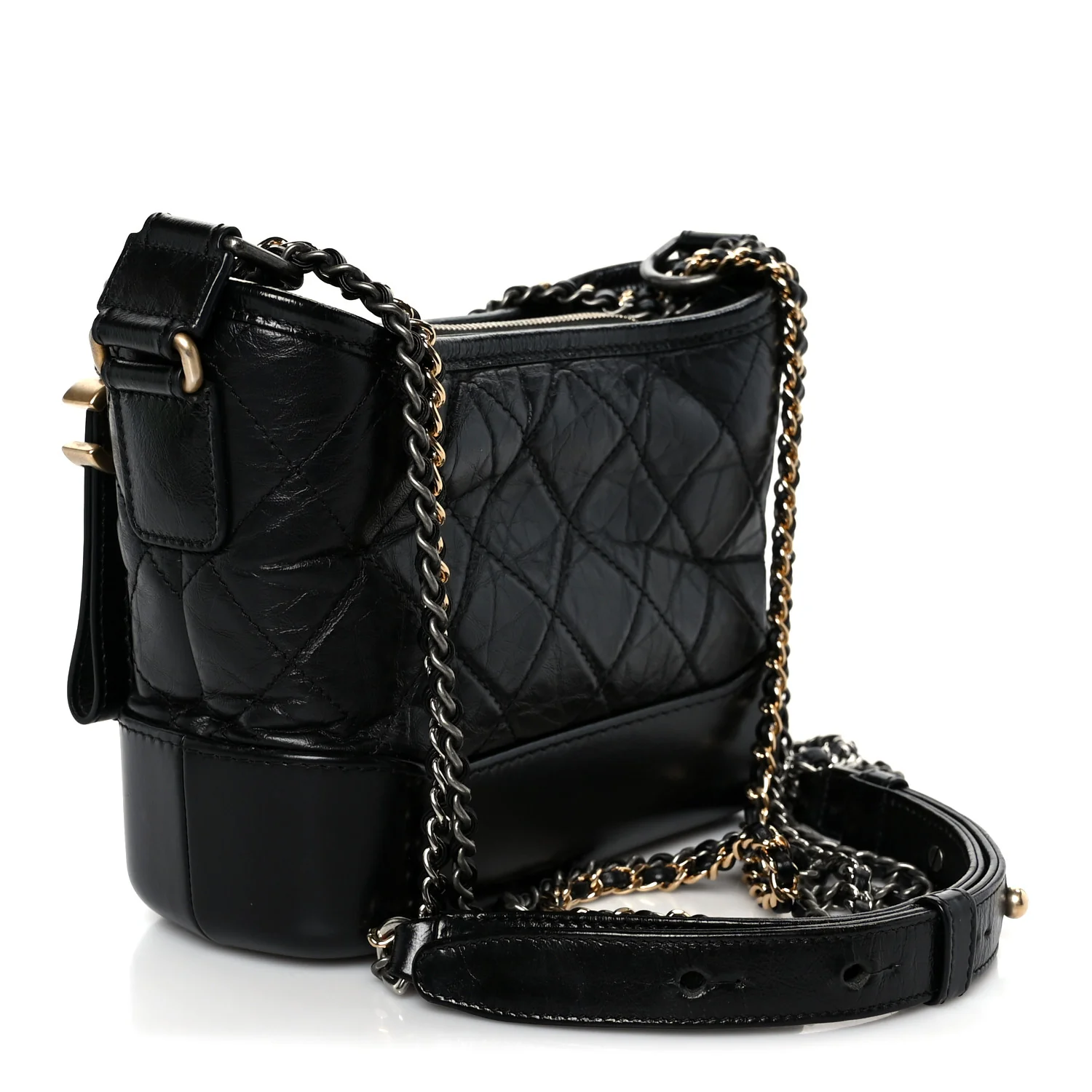 Aged Calfskin Quilted Small Gabrielle Hobo Black - Top Club