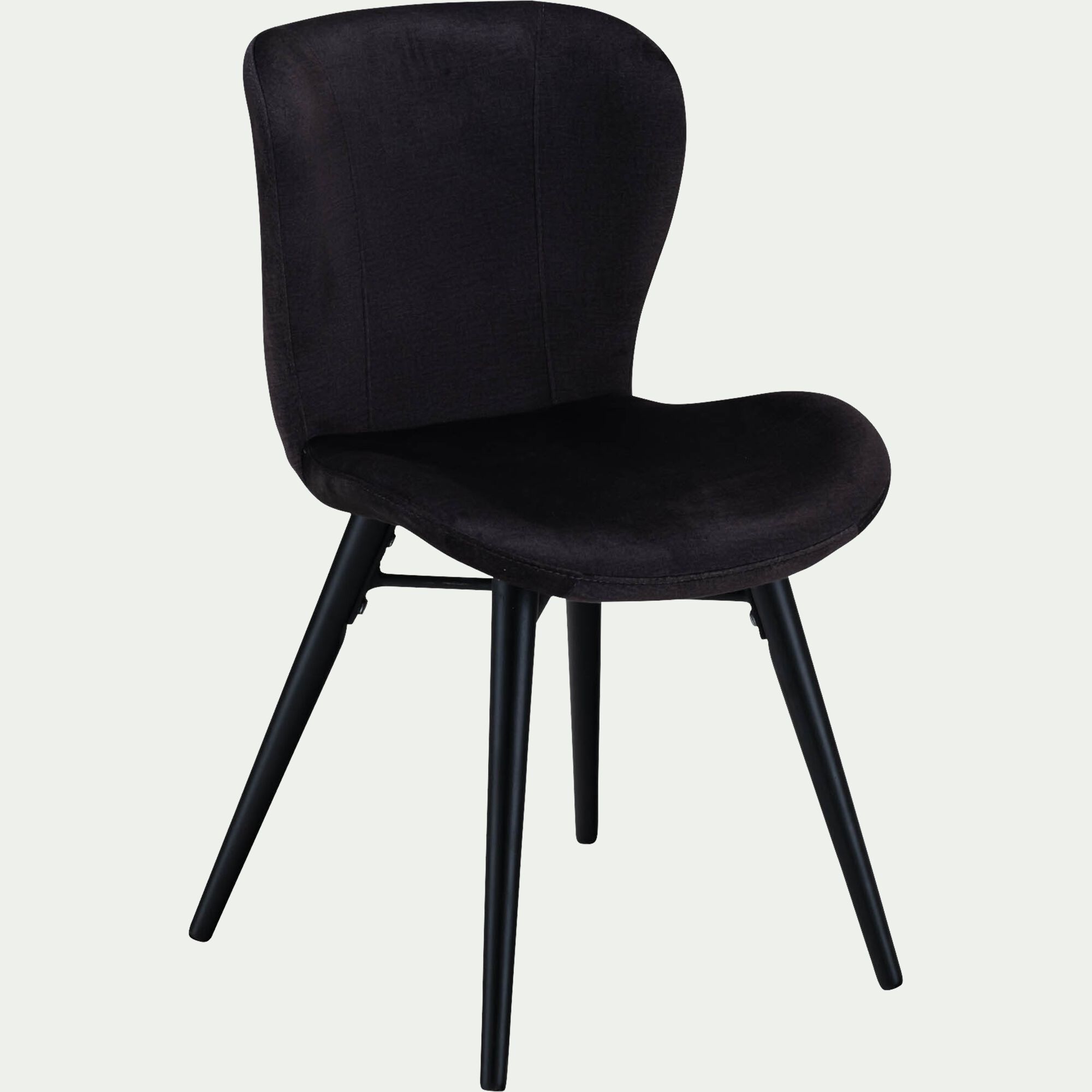ALIONE - Chaise en tissu effet velours sans accoudoirs - noir