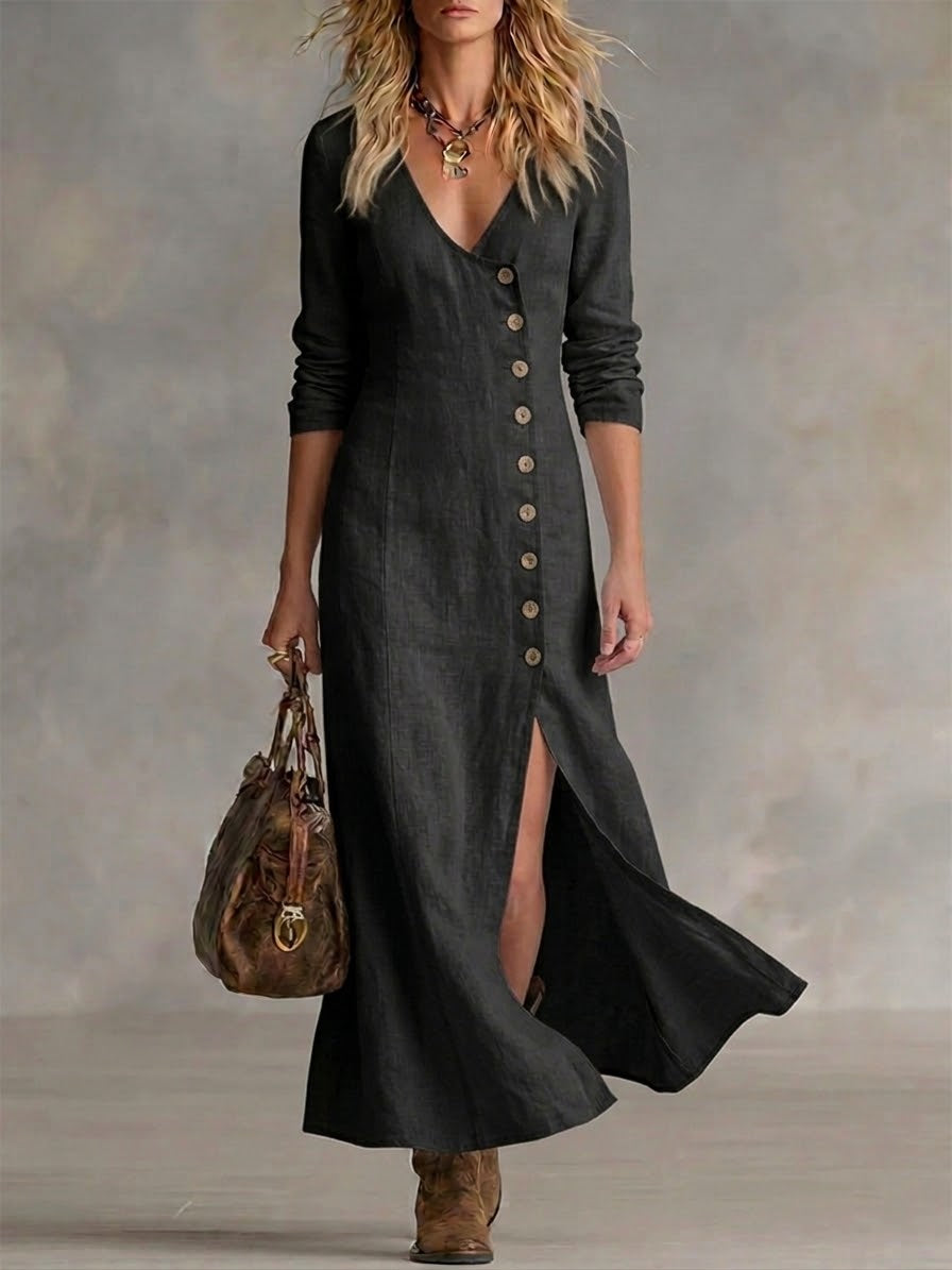 Casual Linen Cotton Button Dress - Nordfashionstorm - Women's Clothing, Fashion for You - Nordfashionstorm.com