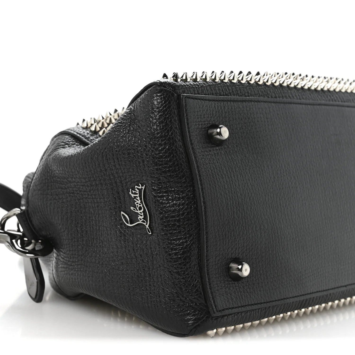 Grained Calfskin Studded Panettone Bowling Bag Black - Top Club