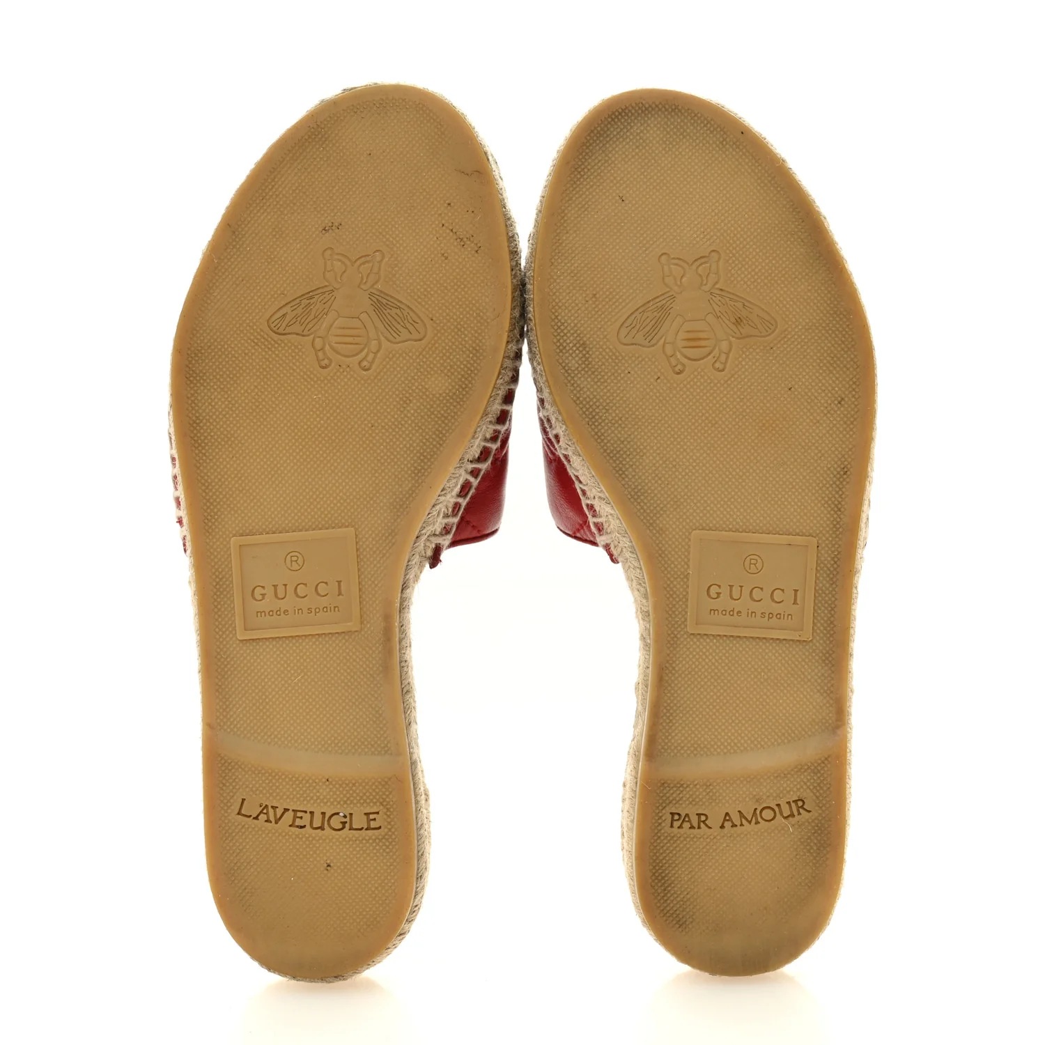 Nappa Matelasse GG Marmont Espadrille Slide Sandals 35 Hibiscus Red - Top Club