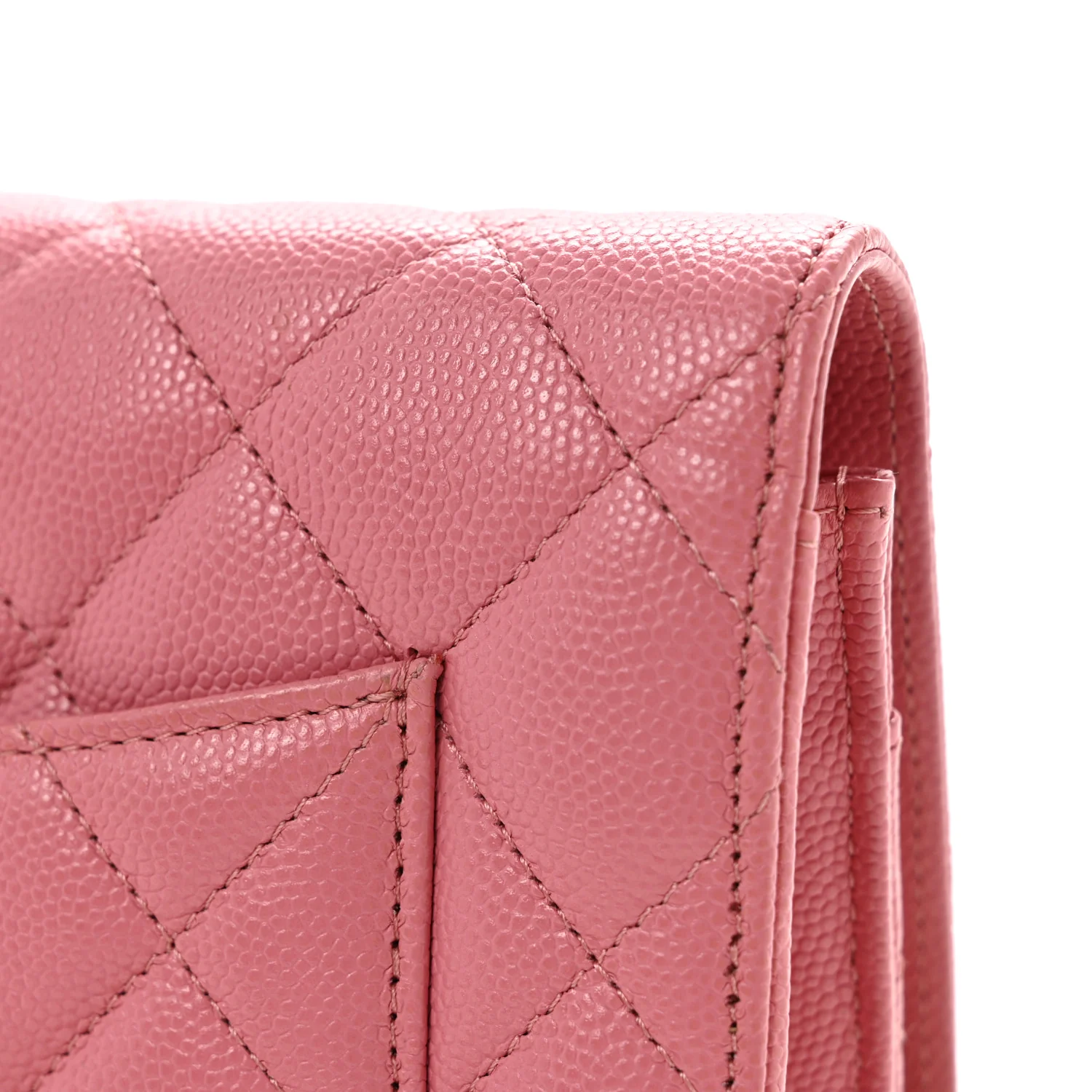 Caviar Quilted Wallet on Chain WOC Pink - Top Club