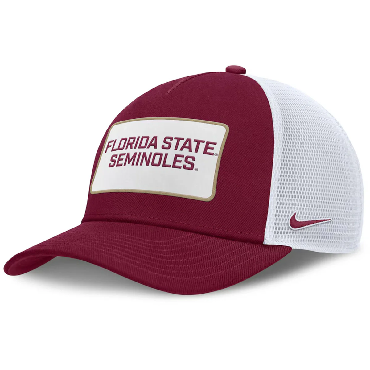 Nike Youth Florida State Seminoles Patch Adjustable Rise Trucker Hat - Garnet/White - MoB Apparel