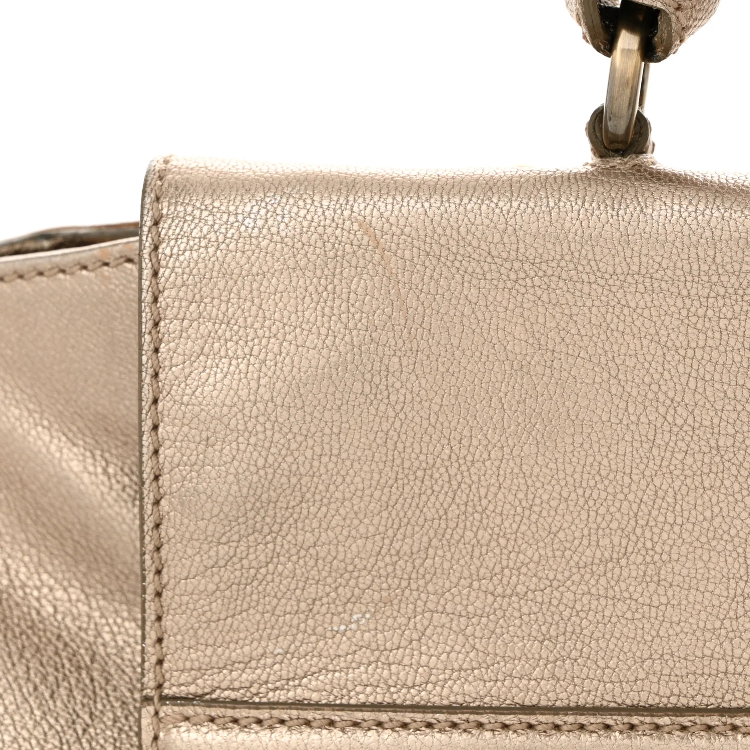 Metallic Grained Calfskin Medium Sofia Satchel Gold - Top Club