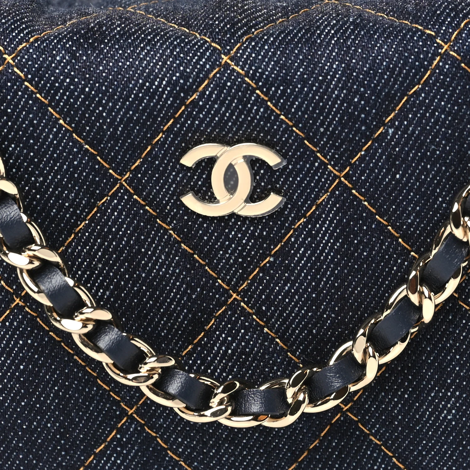 Denim Quilted Hobo Clutch With Chain Dark Blue Orange - Top Club