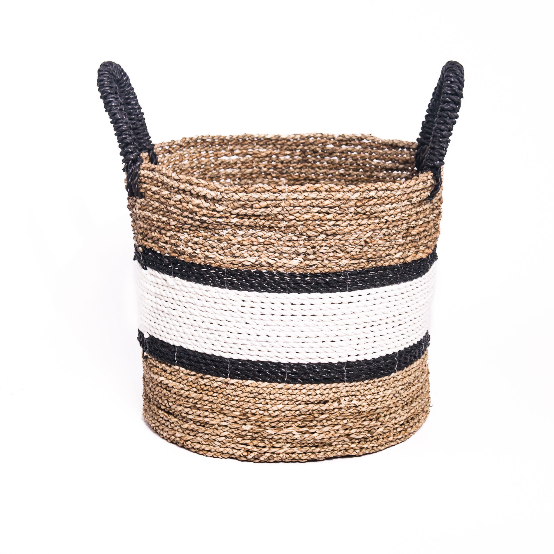 Mand naturel/wit/zwarte band en handvatten L
