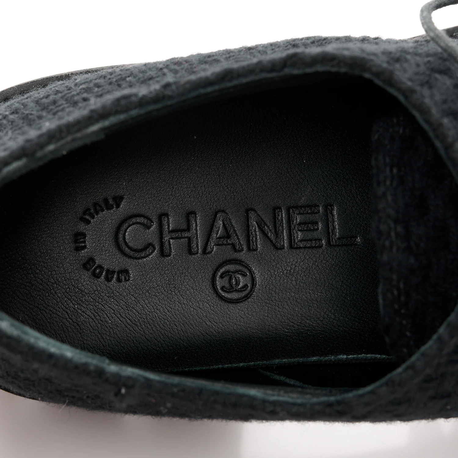 Wool Tweed Calfskin Lace-Up Loafers 38.5 Black - Top Club
