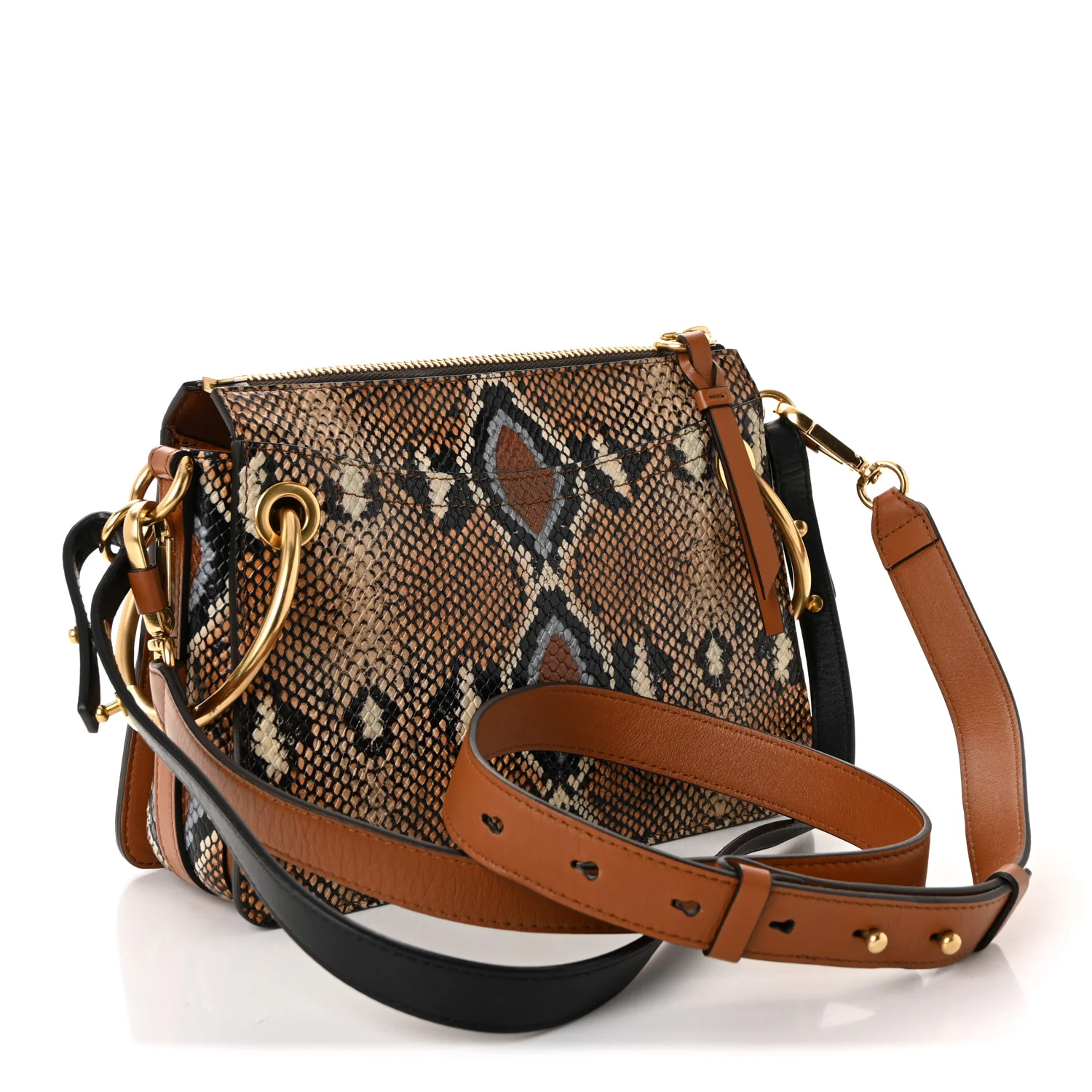 Calfskin Snakeskin Embossed Small Roy Bag Multicolor - Top Club