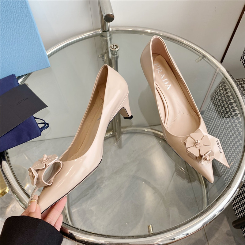 prada flower pointed toe small cone heel shoes - Sneaker Replica Workshop