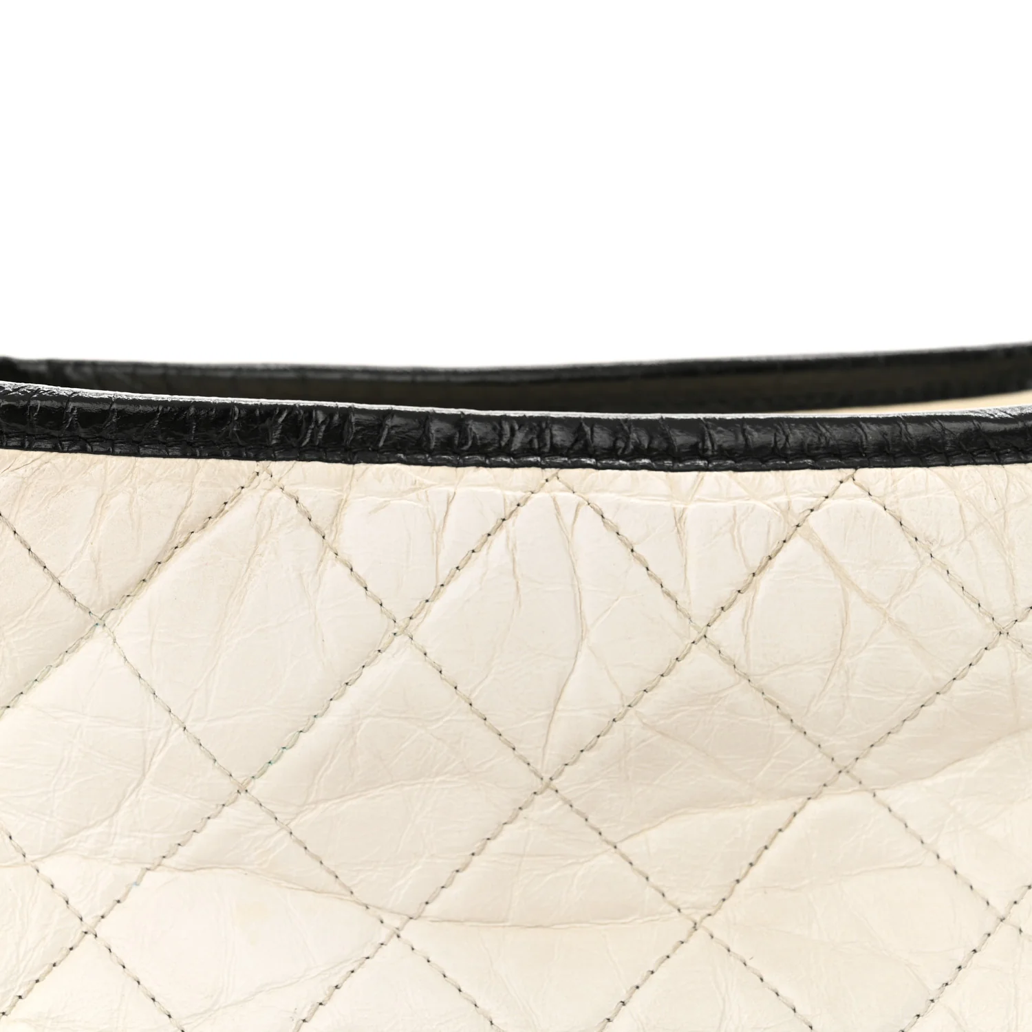 Aged Calfskin Quilted Small Gabrielle Hobo Black White - Top Club
