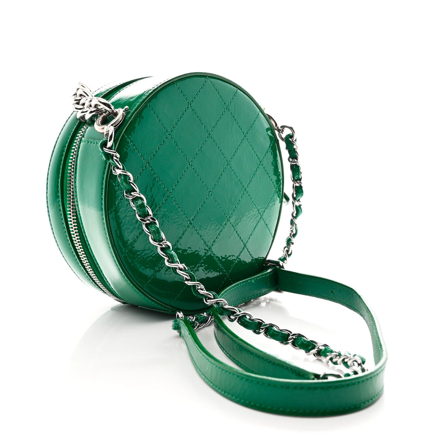 Glazed Calfskin Round As Earth Evening Bag Green - Top Club