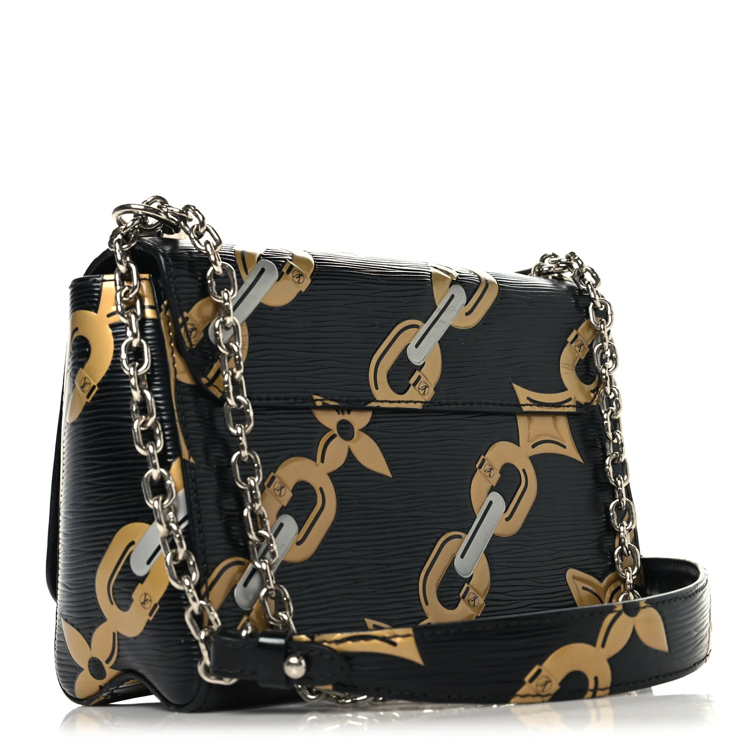 Epi Chain Flower Twist Shoulder Bag MM Black - Top Club