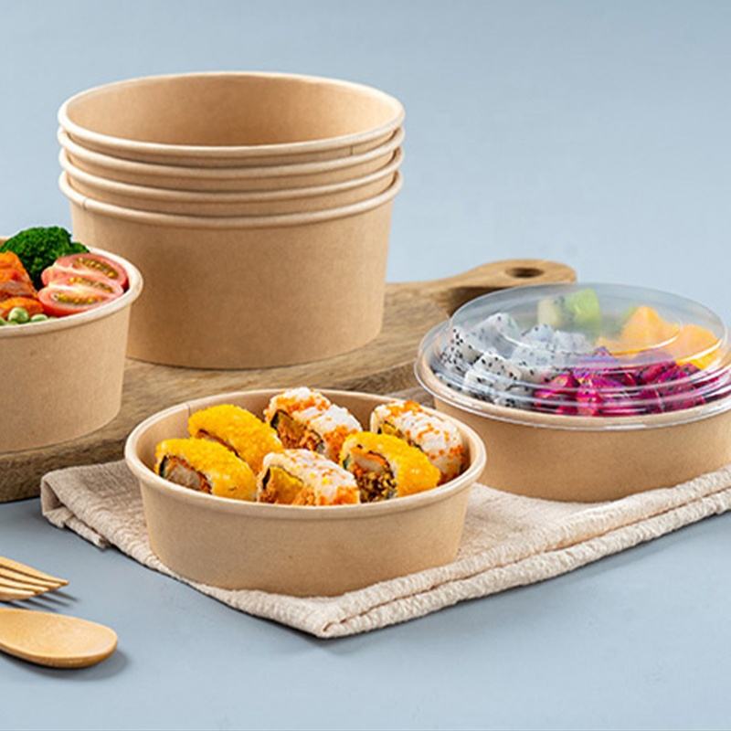 White Round Salad Bowls with Paper Lids
