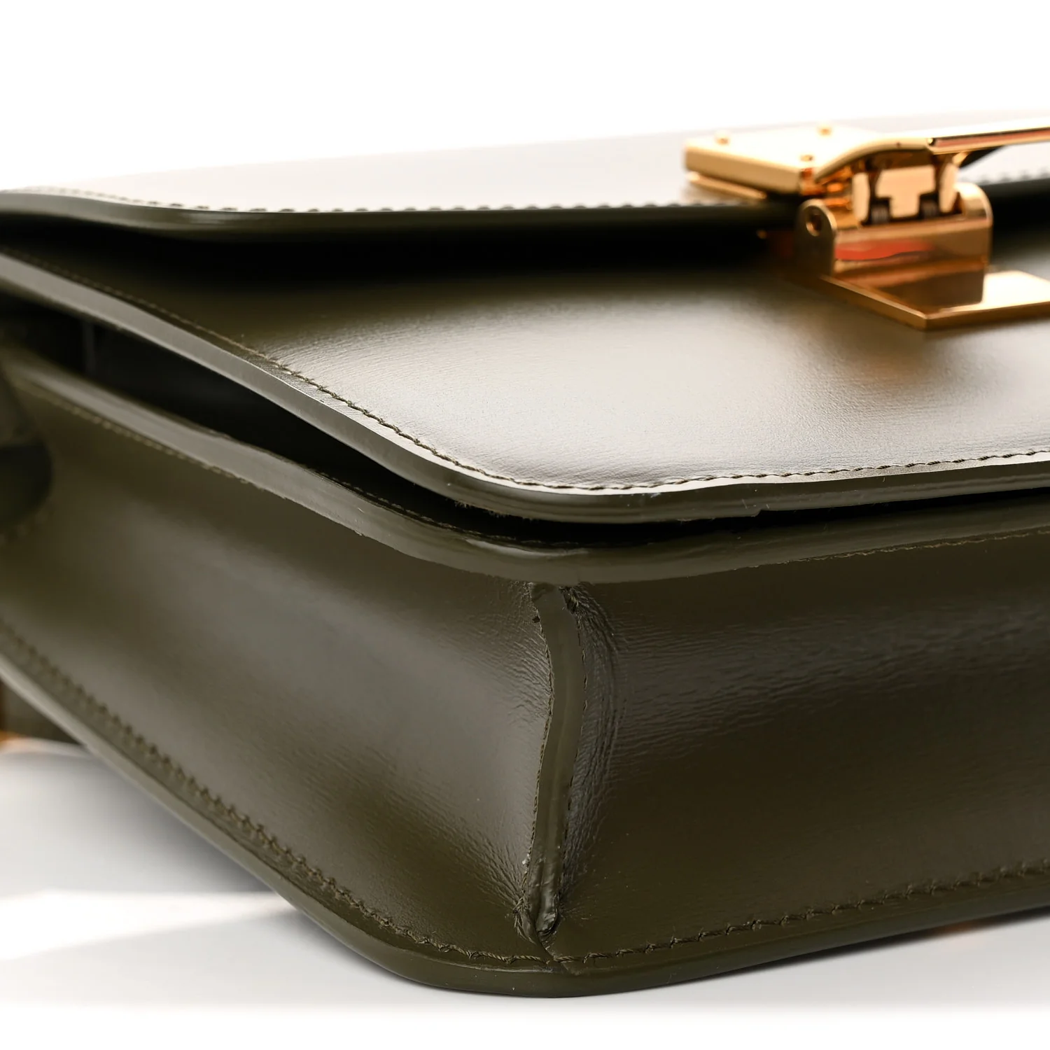 Box Calfskin Teen Classic Box Flap Bag Dark Olive - Top Club