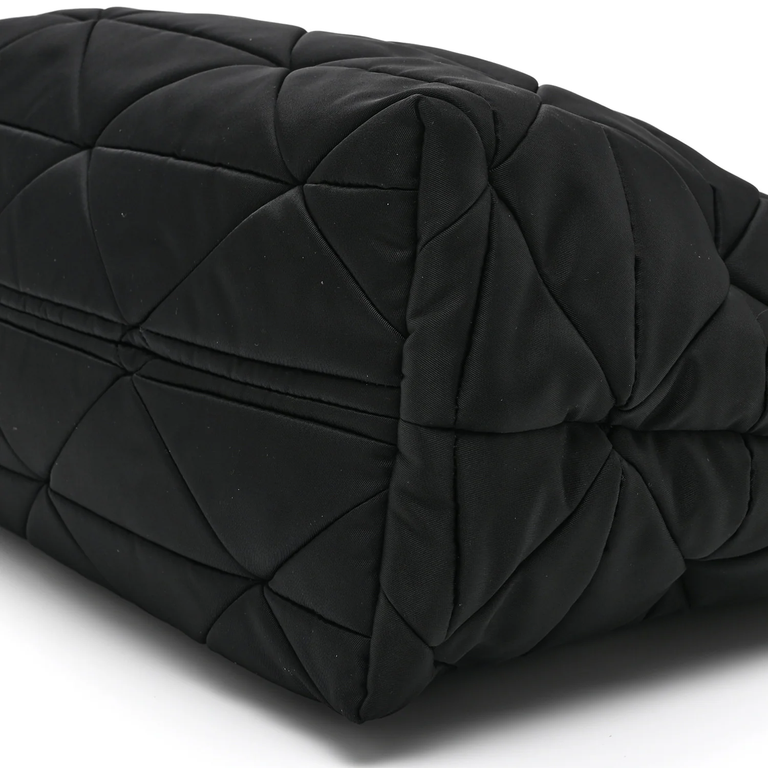 Re-Nylon Nappa Triangle Quilted Padded Medium Double Handled Zip Tote Black - Top Club