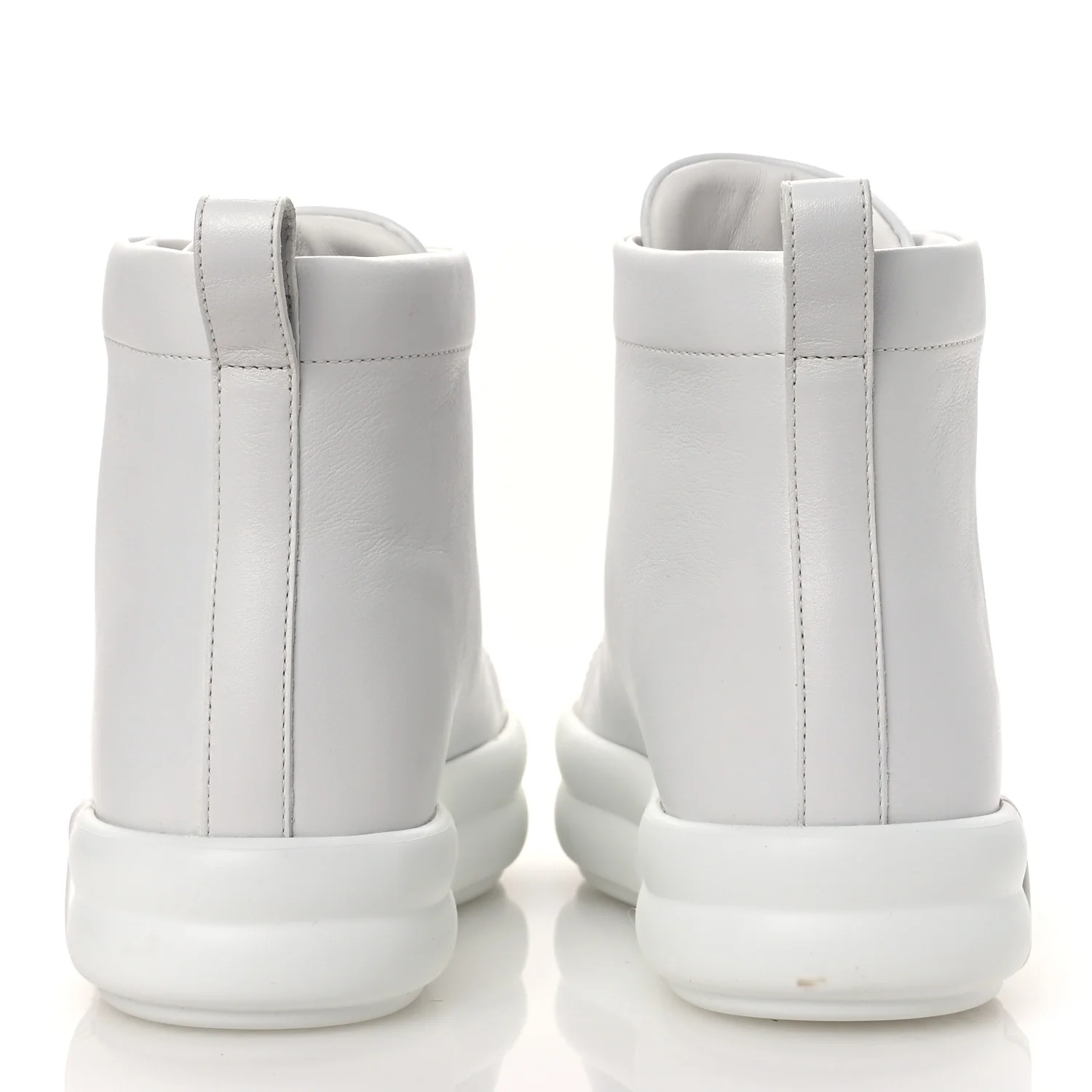 Calfskin Womens Happiness High Top Sneakers 36.5 White - Top Club