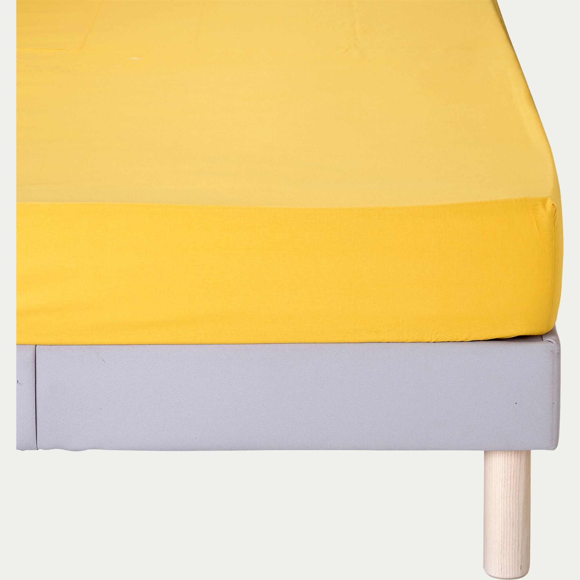 CALANQUES - Drap housse en coton 160x200cm B30cm - jaune genet