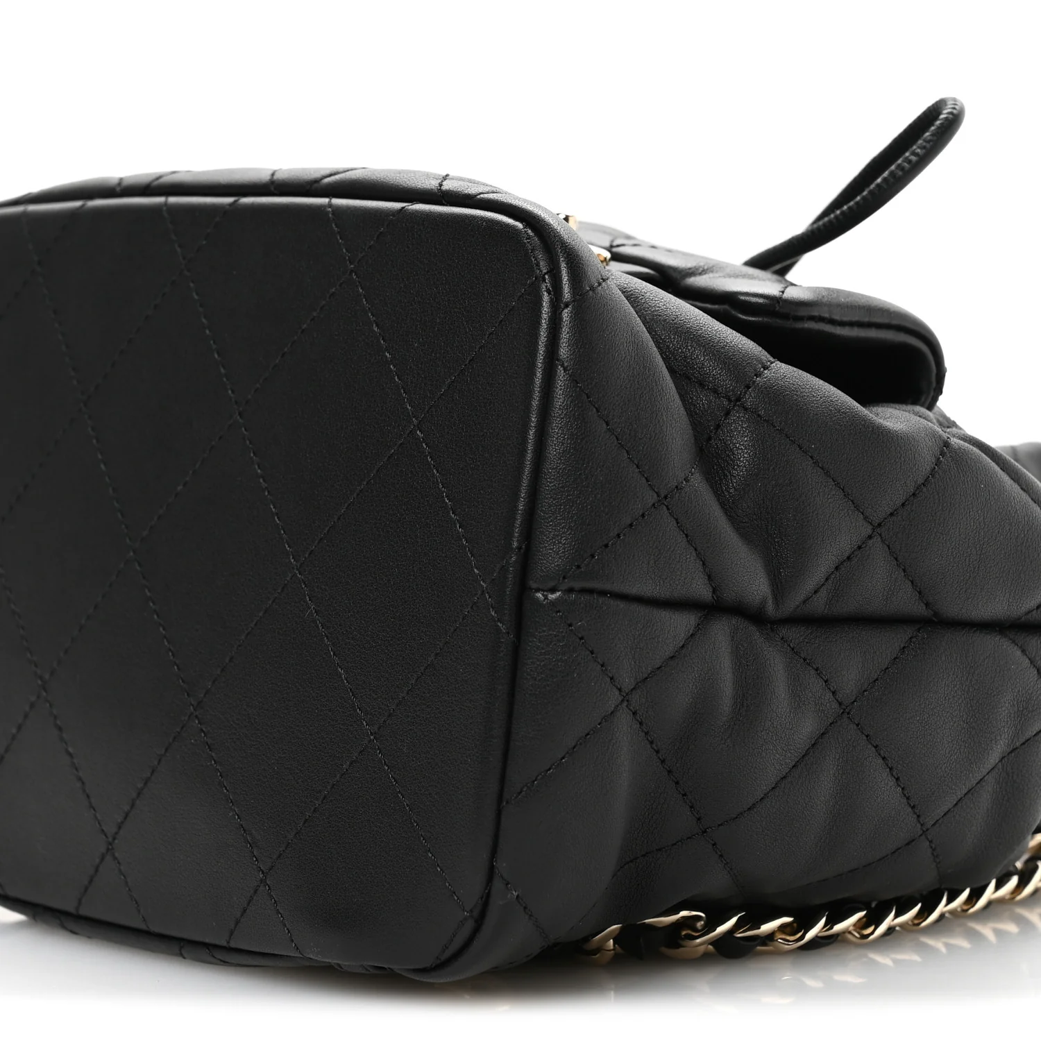 Lambskin Quilted Double Pocket Drawstring Backpack Black - Top Club
