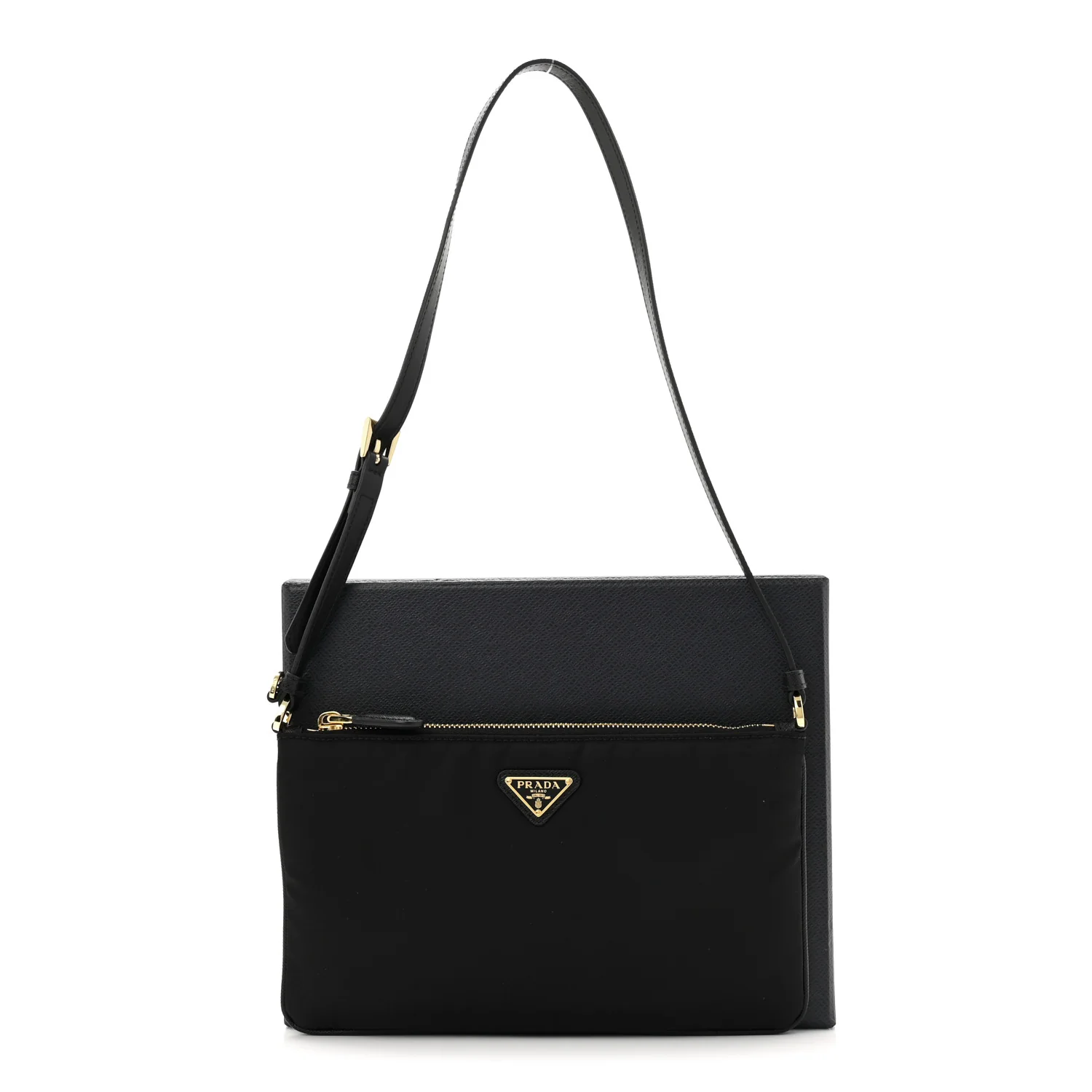 Re-Nylon Saffiano Pouch Black - Top Club