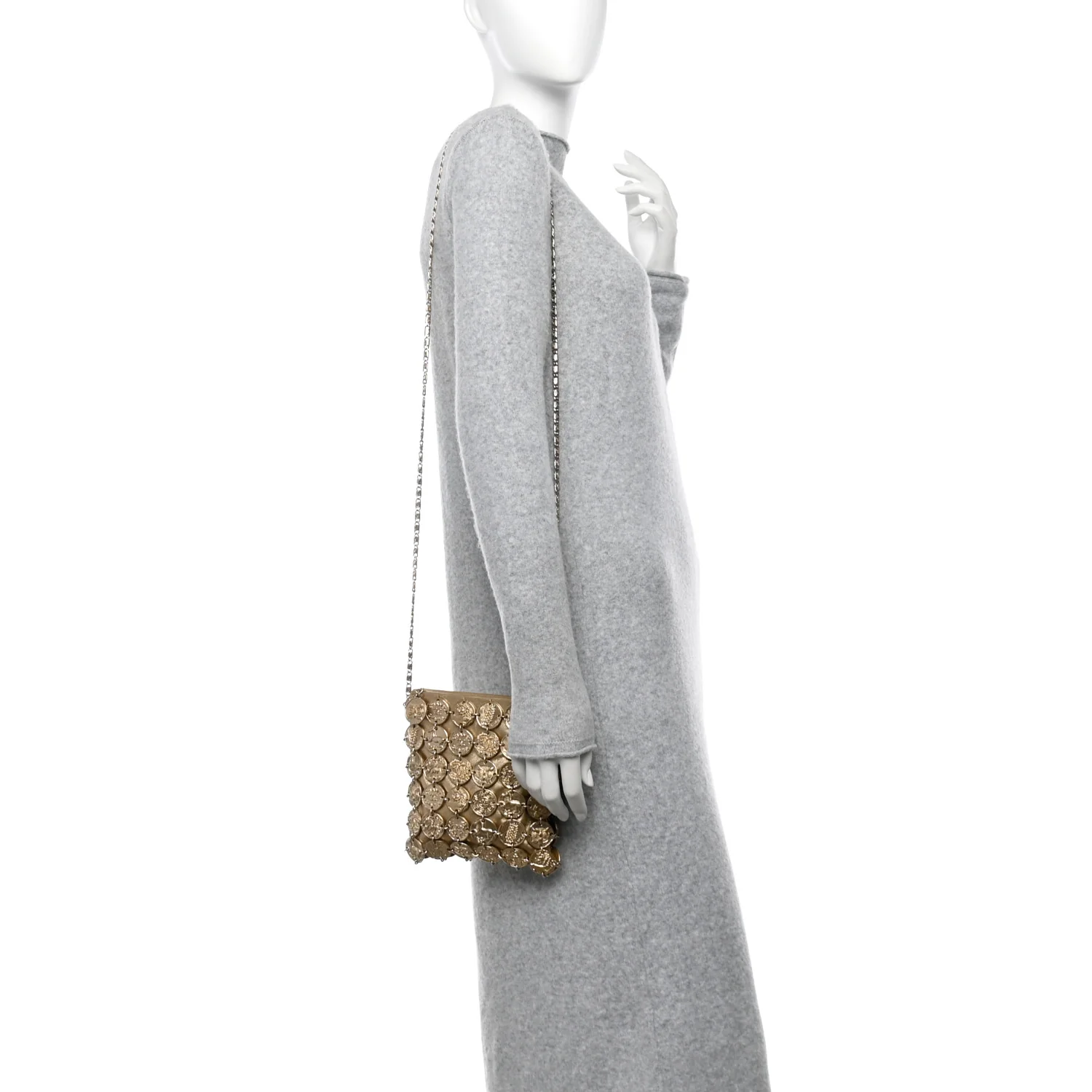 Metallic Calfskin Medallion Shoulder Bag Gold
