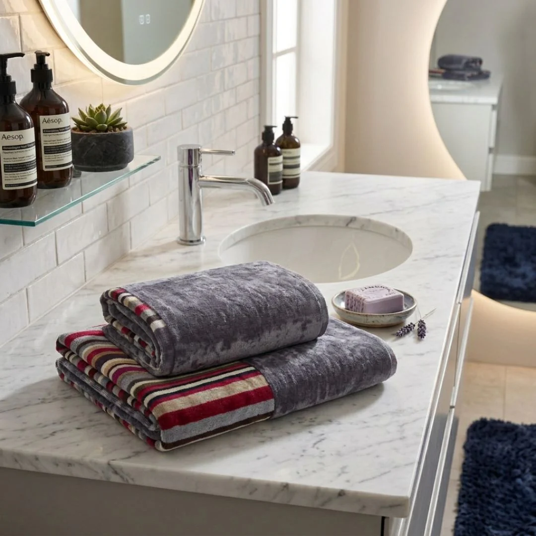 Asciugamano Con Ospite In Spugna Bora Bora 40X60+60X100 Grigio Carrara